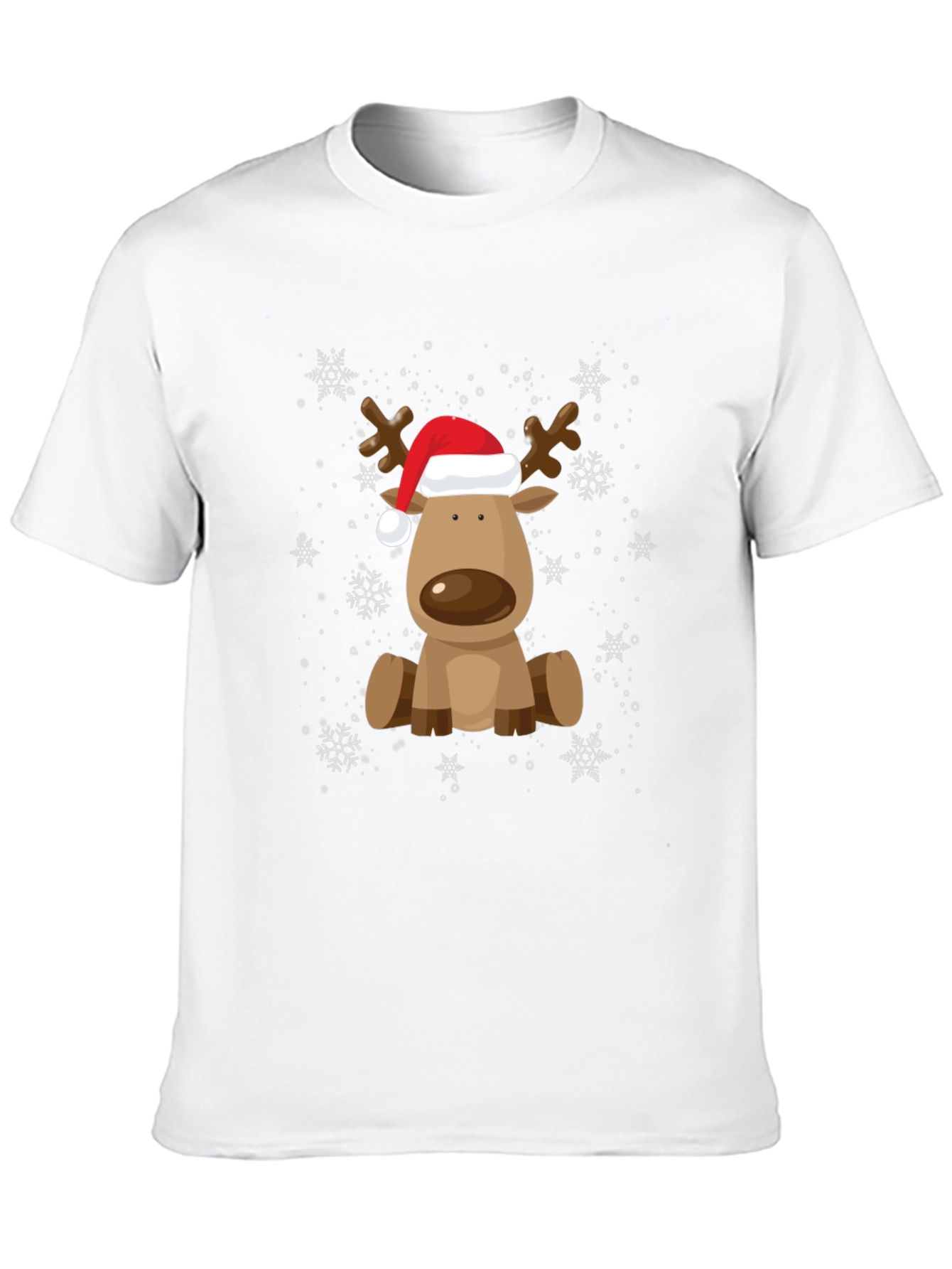 Cute Reindeer with Santa Hat Graphic Tee