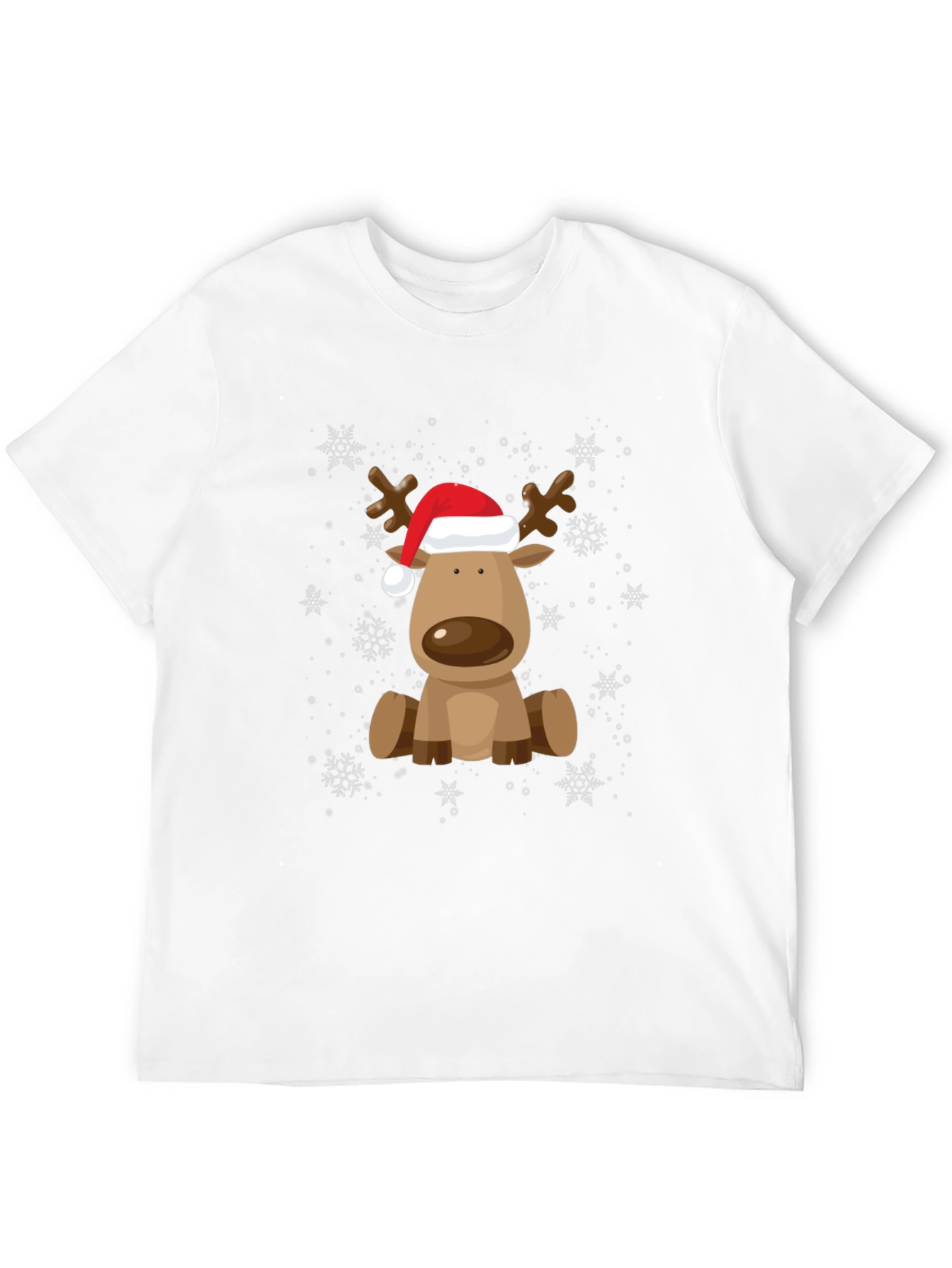 Cute Reindeer with Santa Hat Graphic Tee