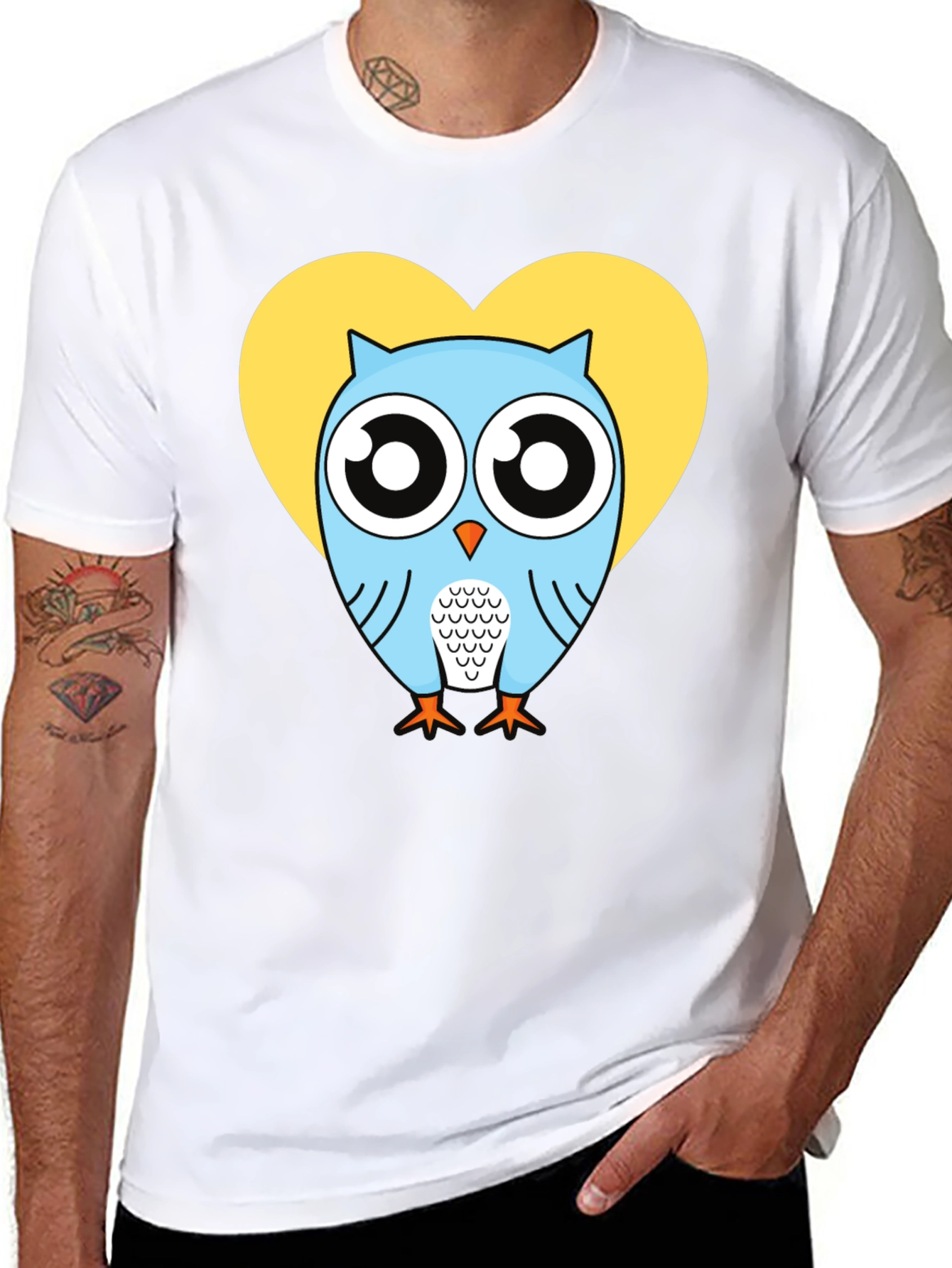 Owl Heart Graphic T-Shirt - Trendy Mens Tee