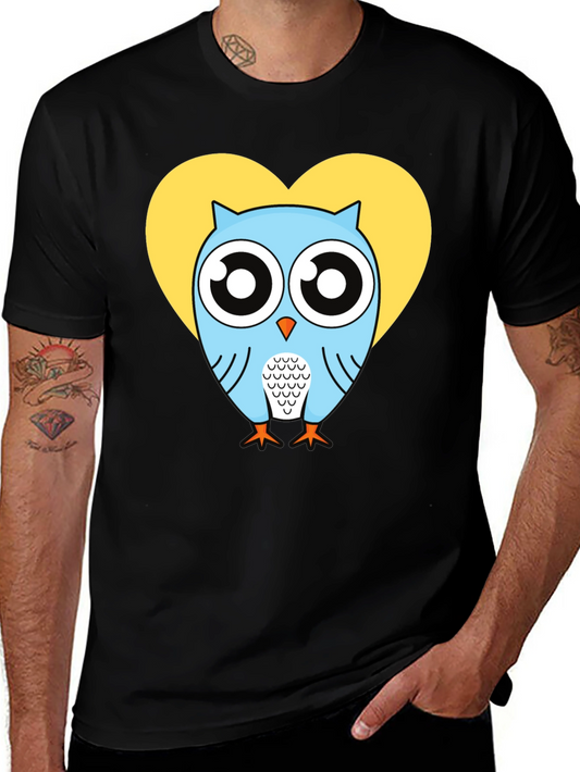 Owl Heart Graphic T-Shirt - Trendy Mens Tee