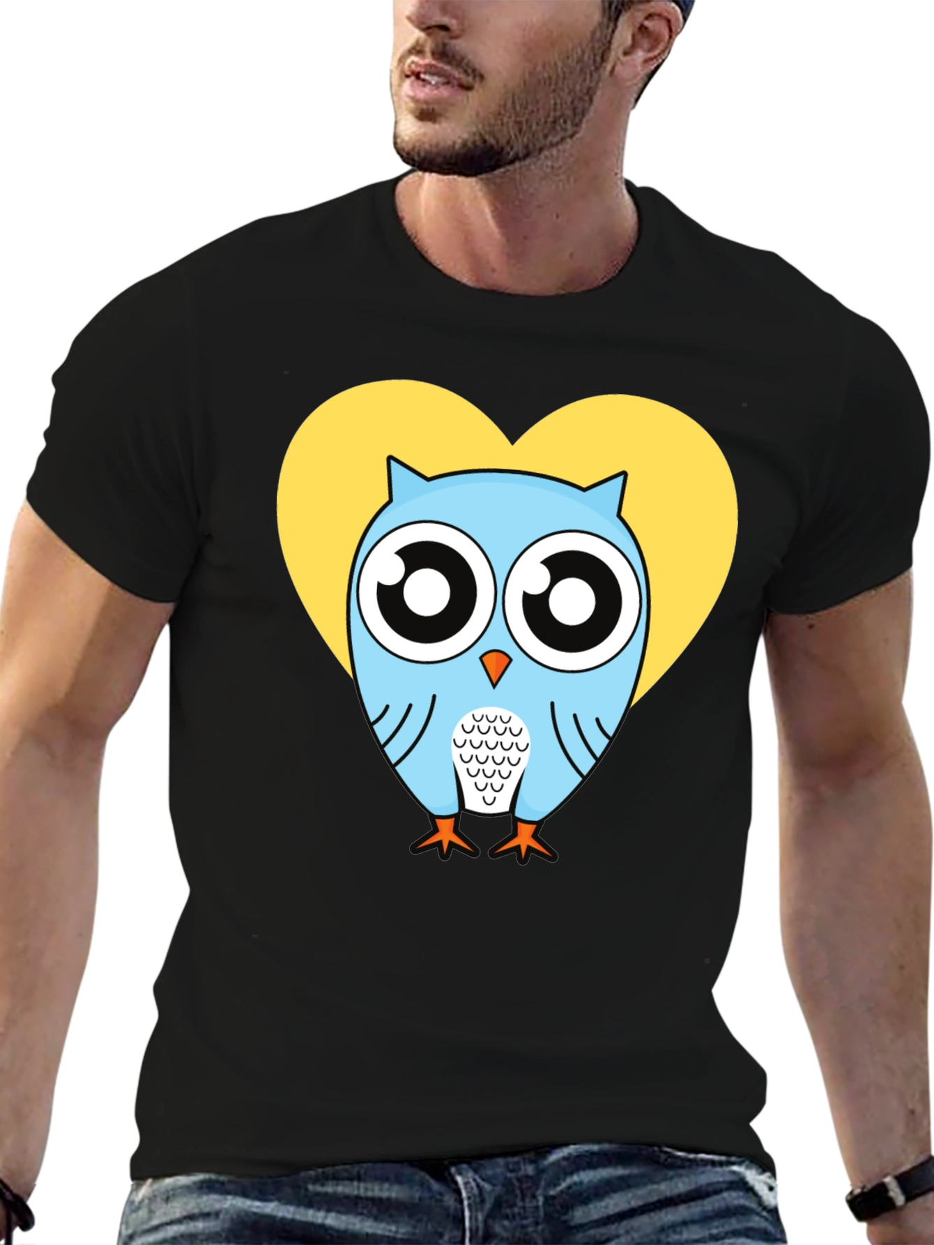 Owl Heart Graphic T-Shirt - Trendy Mens Tee