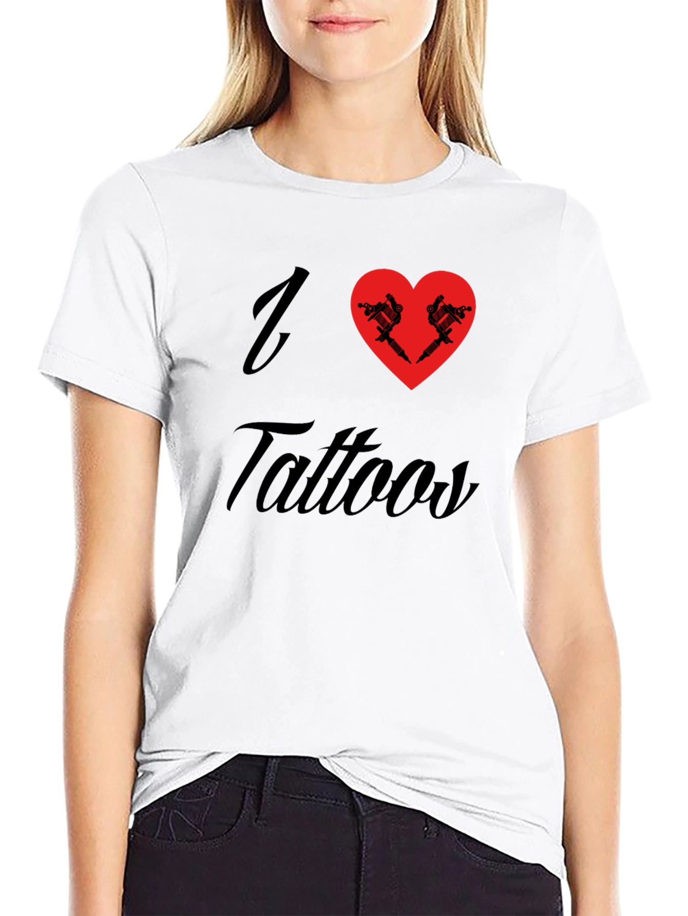 I Heart Tattoos Graphic Tee - Black Cotton T-Shirt