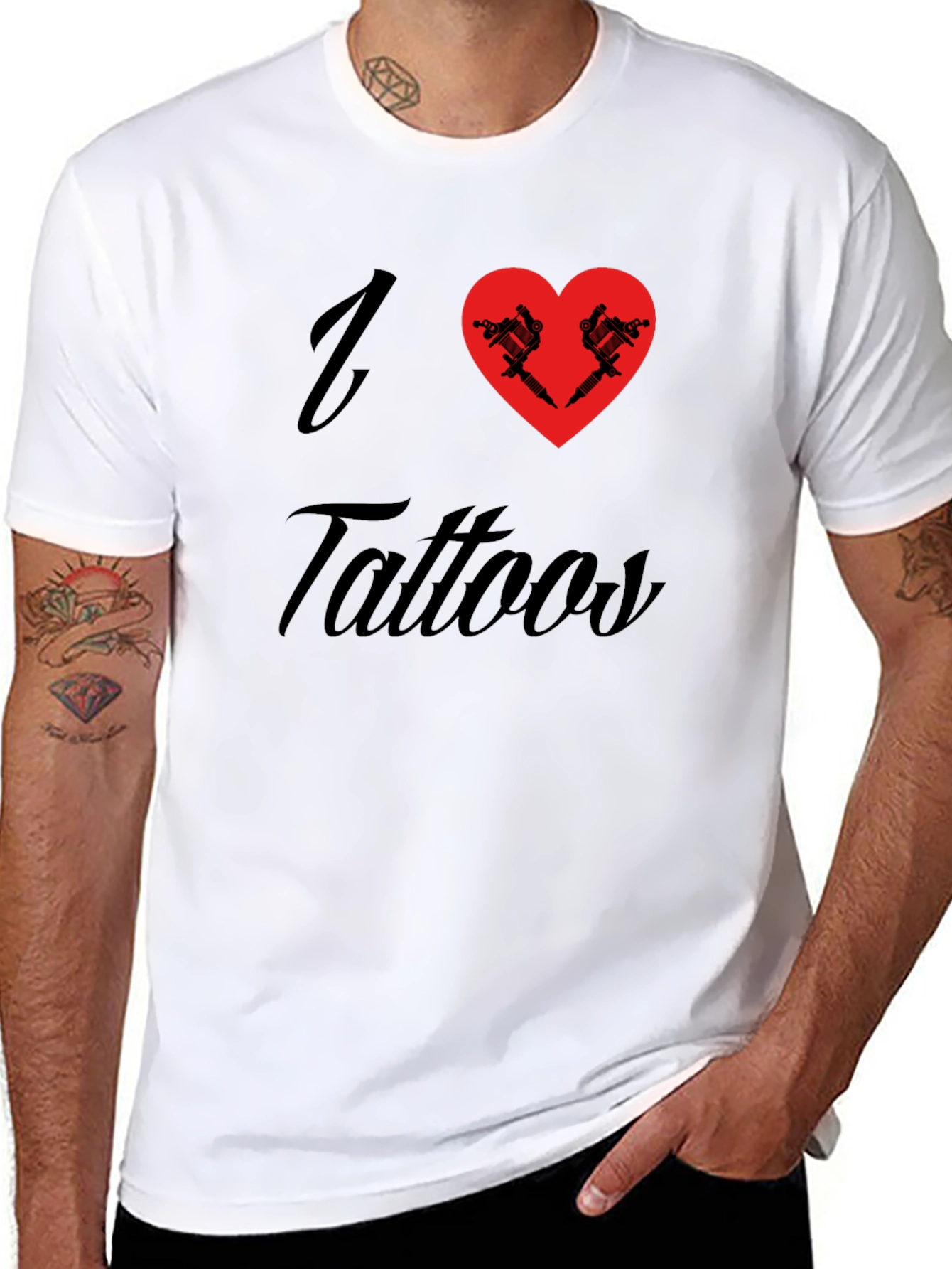 I Heart Tattoos Graphic Tee - Black Cotton T-Shirt
