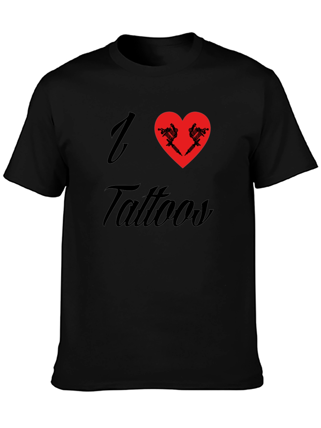 I Heart Tattoos Graphic Tee - Black Cotton T-Shirt