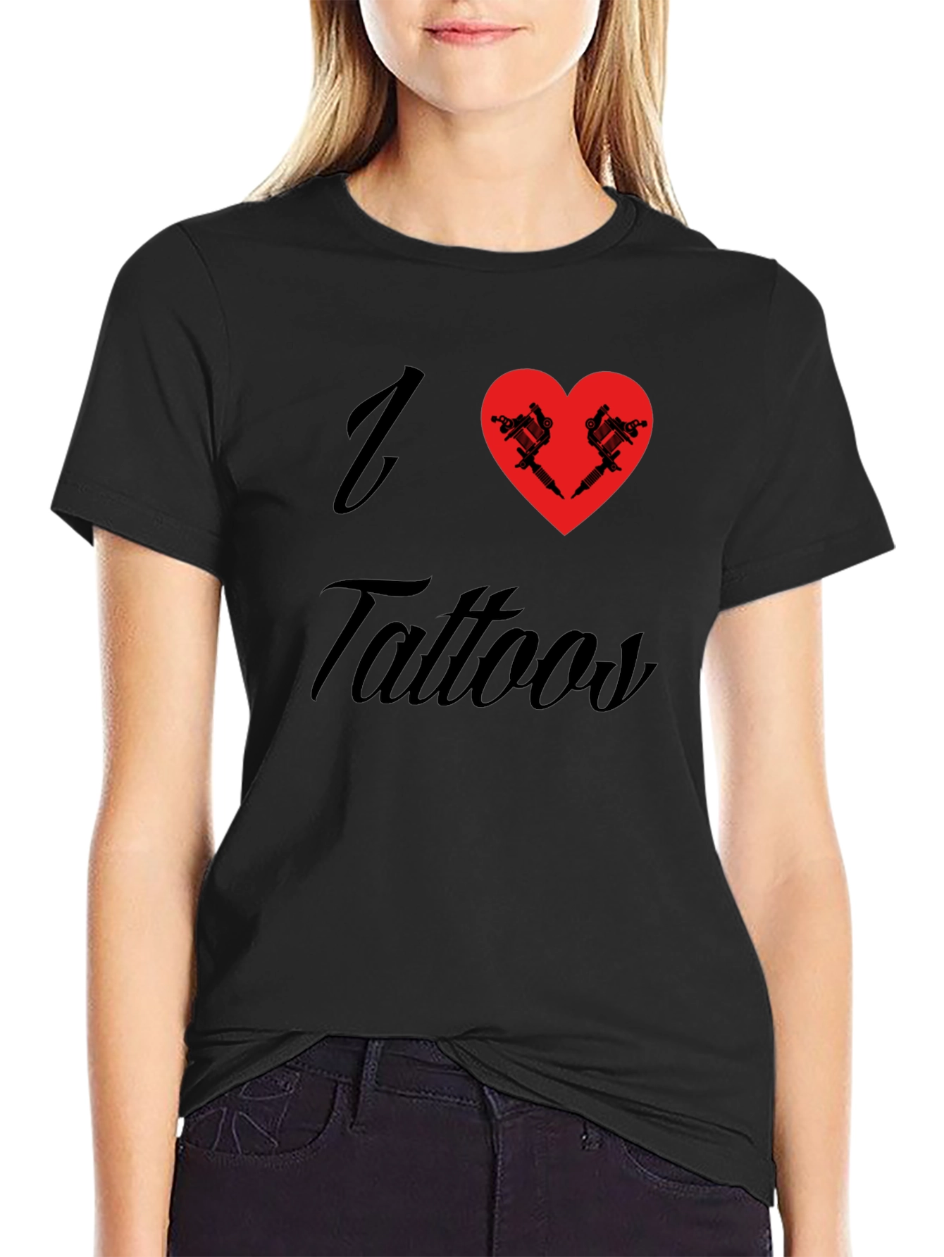 I Heart Tattoos Graphic Tee - Black Cotton T-Shirt