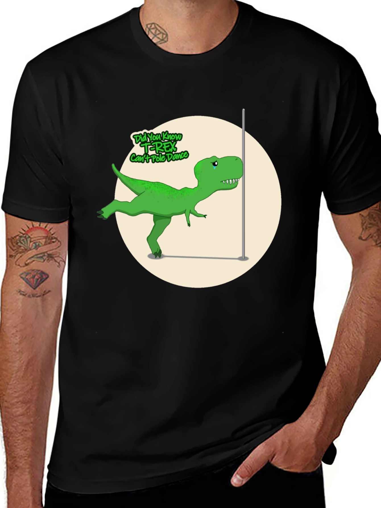 T-Rex Cant Pole Dance Graphic T-Shirt