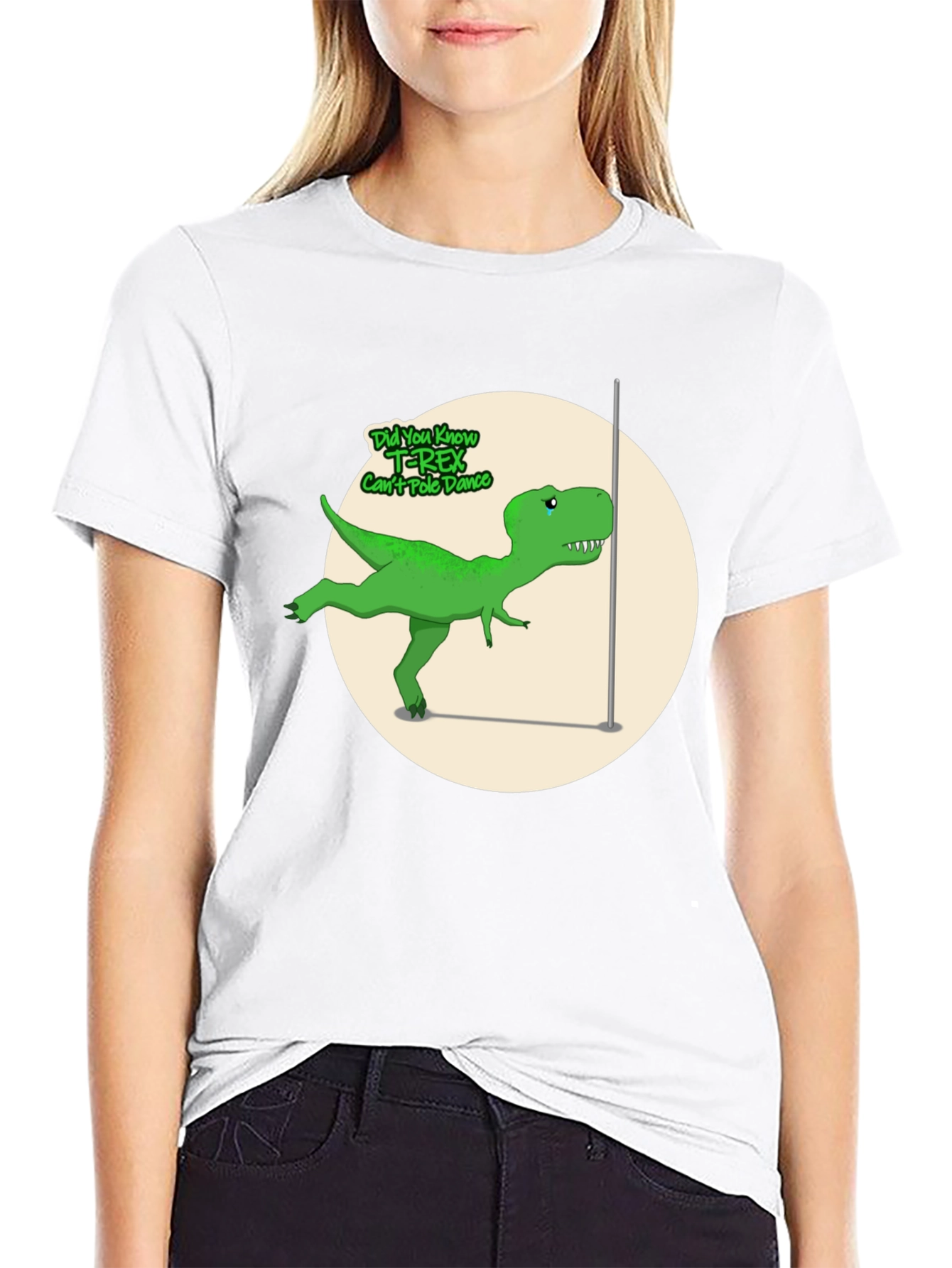 T-Rex Cant Pole Dance Graphic T-Shirt