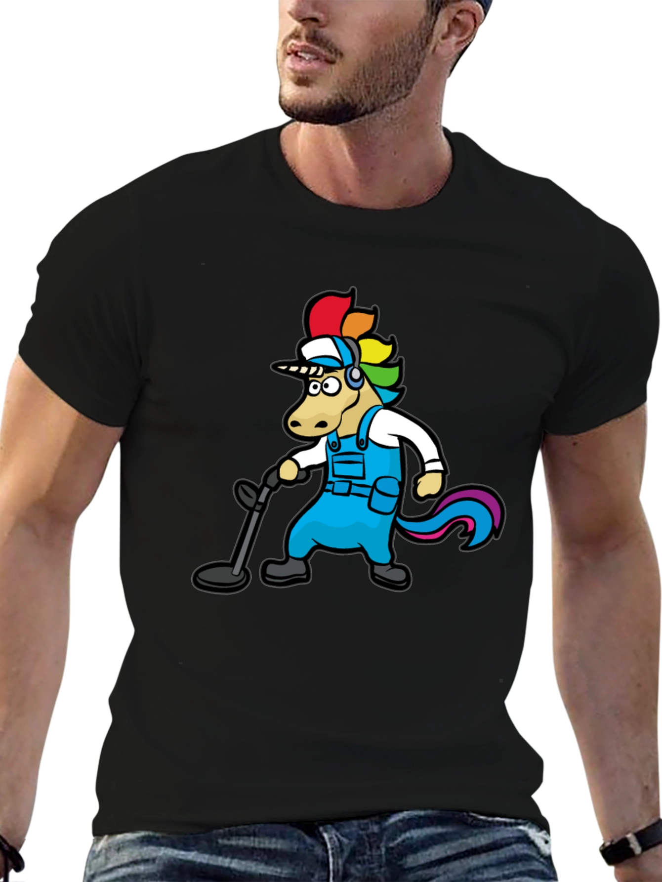 Unicorn Metal Detector Black T-Shirt