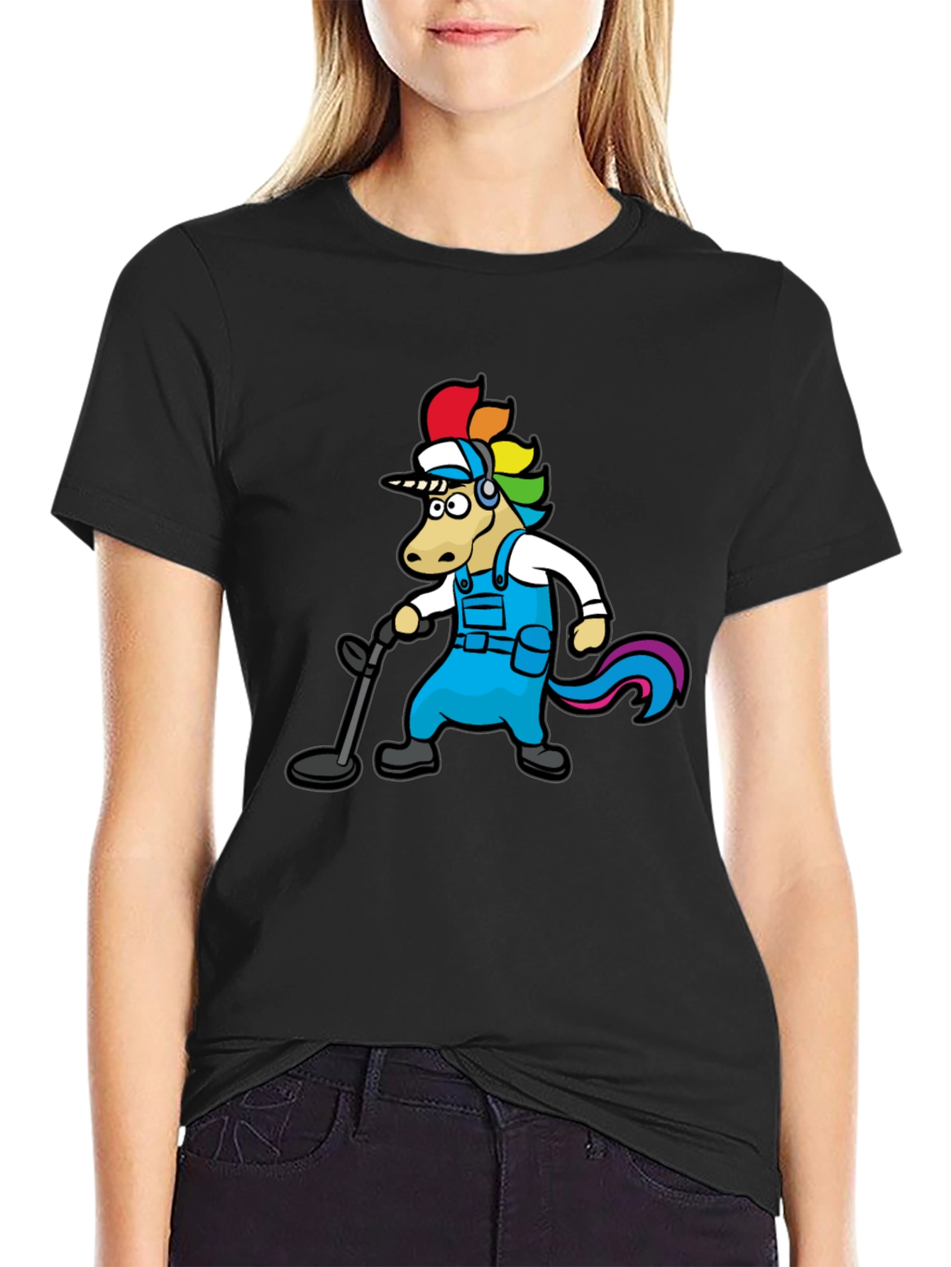 Unicorn Metal Detector Black T-Shirt