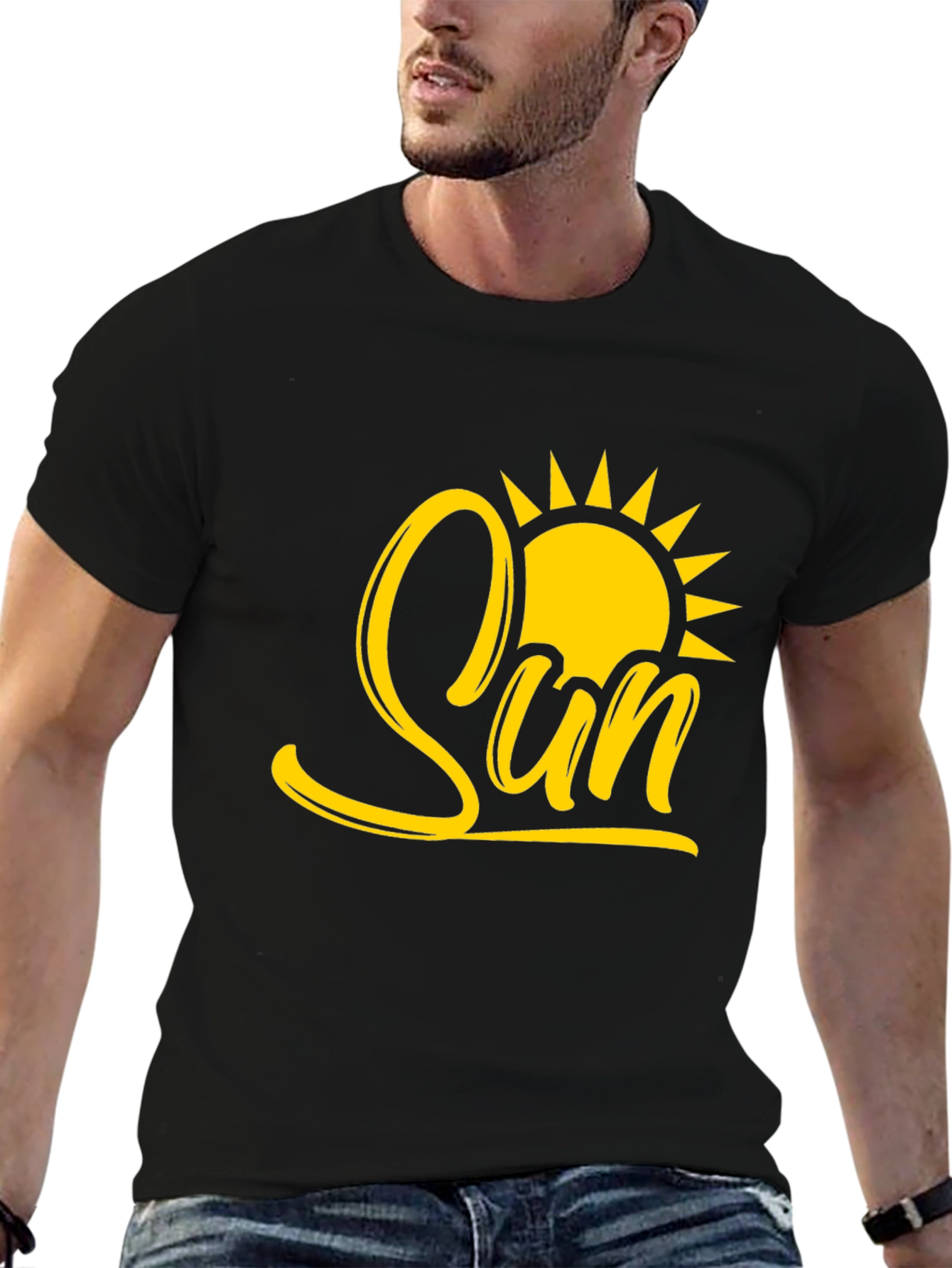 Sun Graphic Tee - Stylish Black Cotton T-Shirt