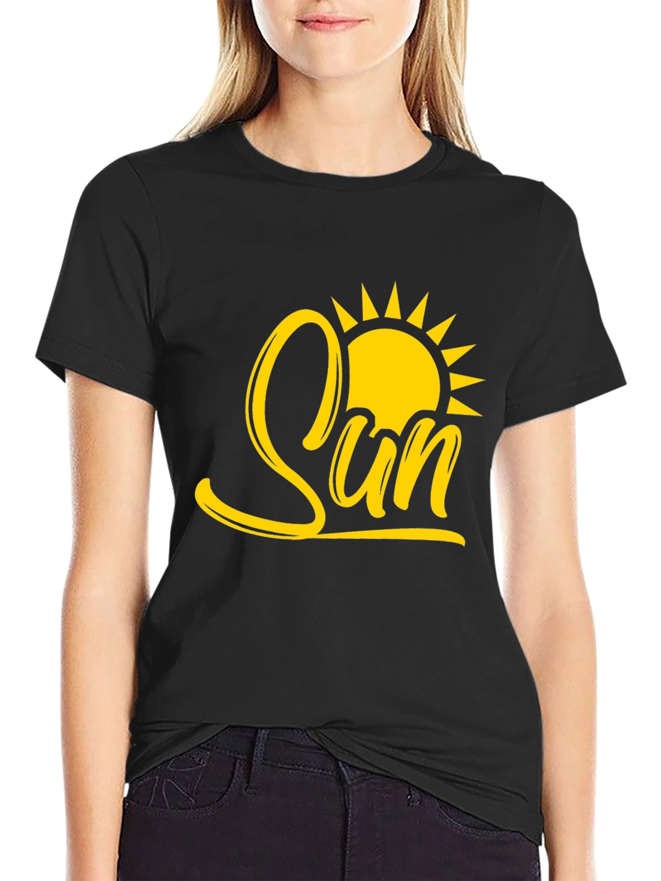 Sun Graphic Tee - Stylish Black Cotton T-Shirt