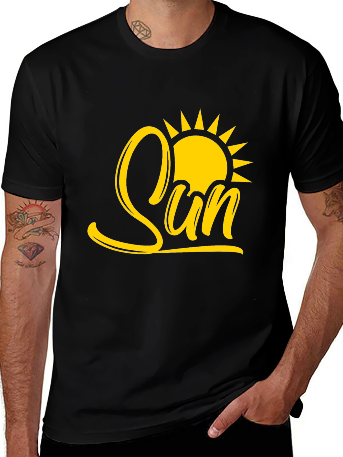 Sun Graphic Tee - Stylish Black Cotton T-Shirt