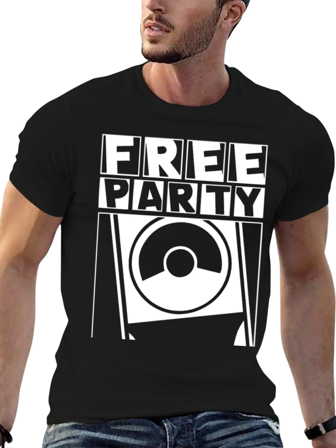 Free Party Speaker T-Shirt - Black Graphic Tee