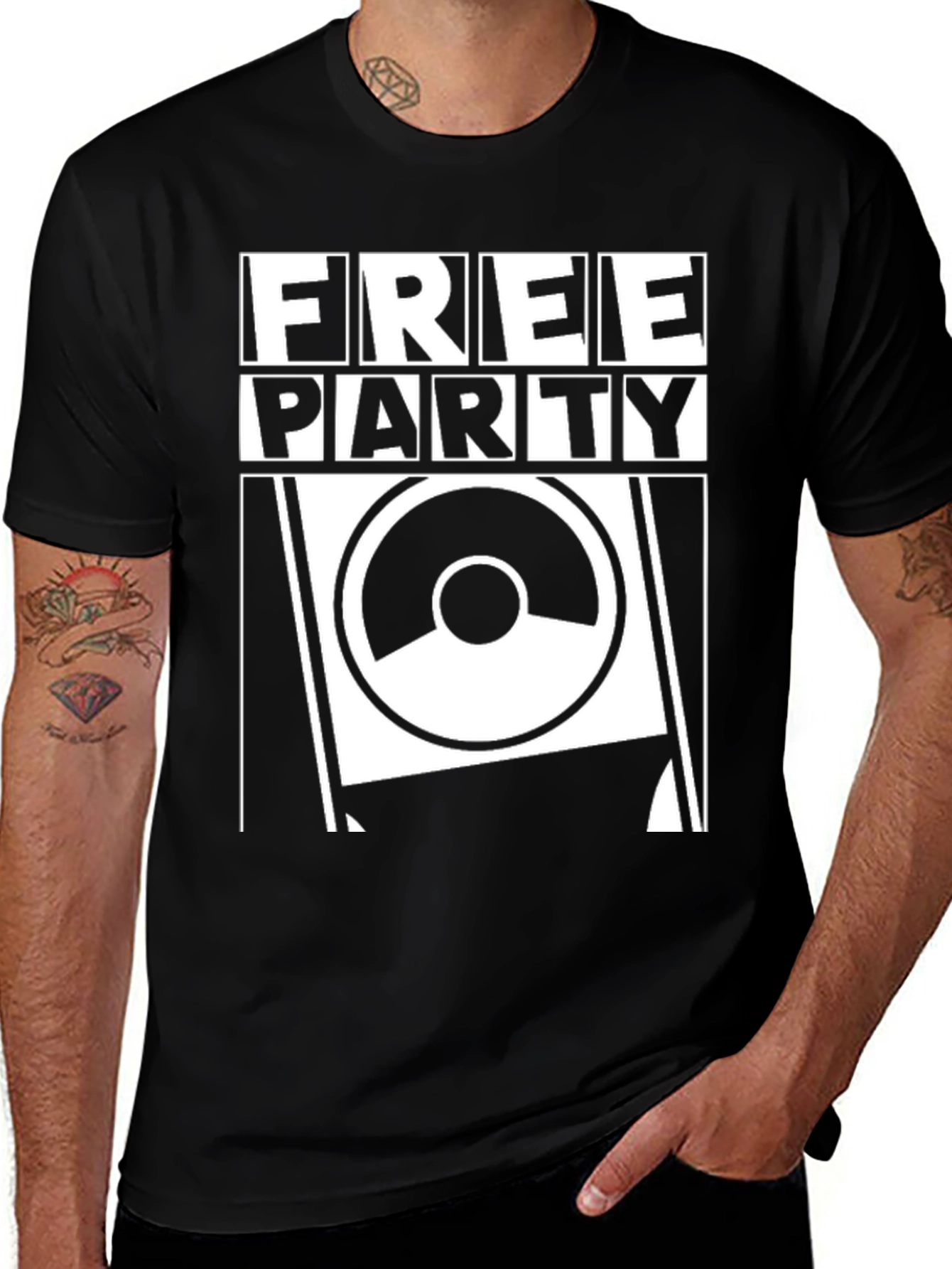 Free Party Speaker T-Shirt - Black Graphic Tee