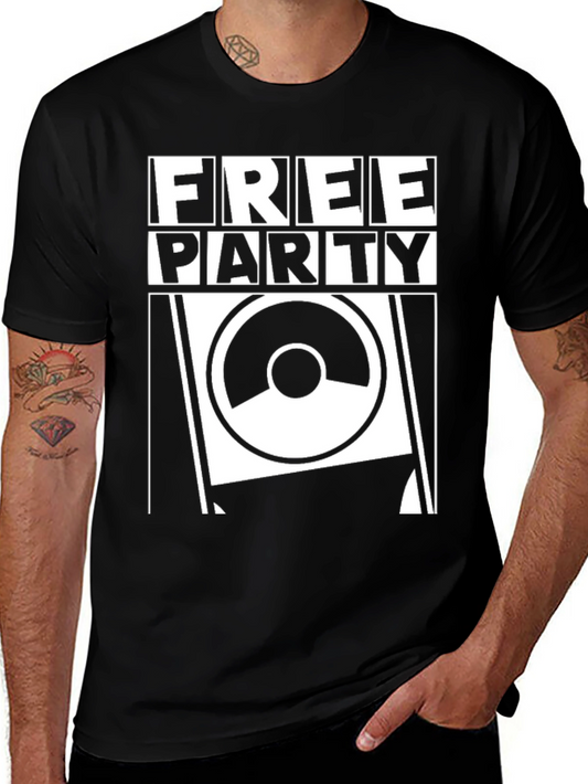 Free Party Speaker T-Shirt - Black Graphic Tee
