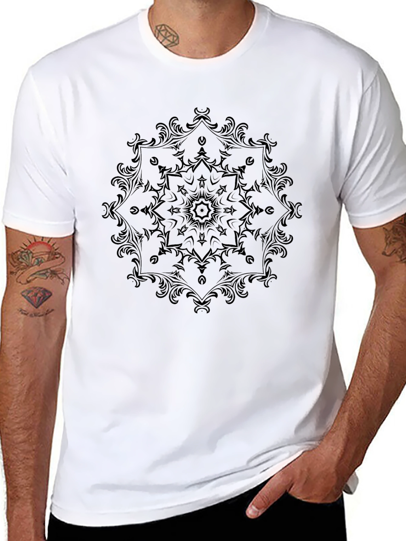 Black Mandala Graphic Print T-Shirt
