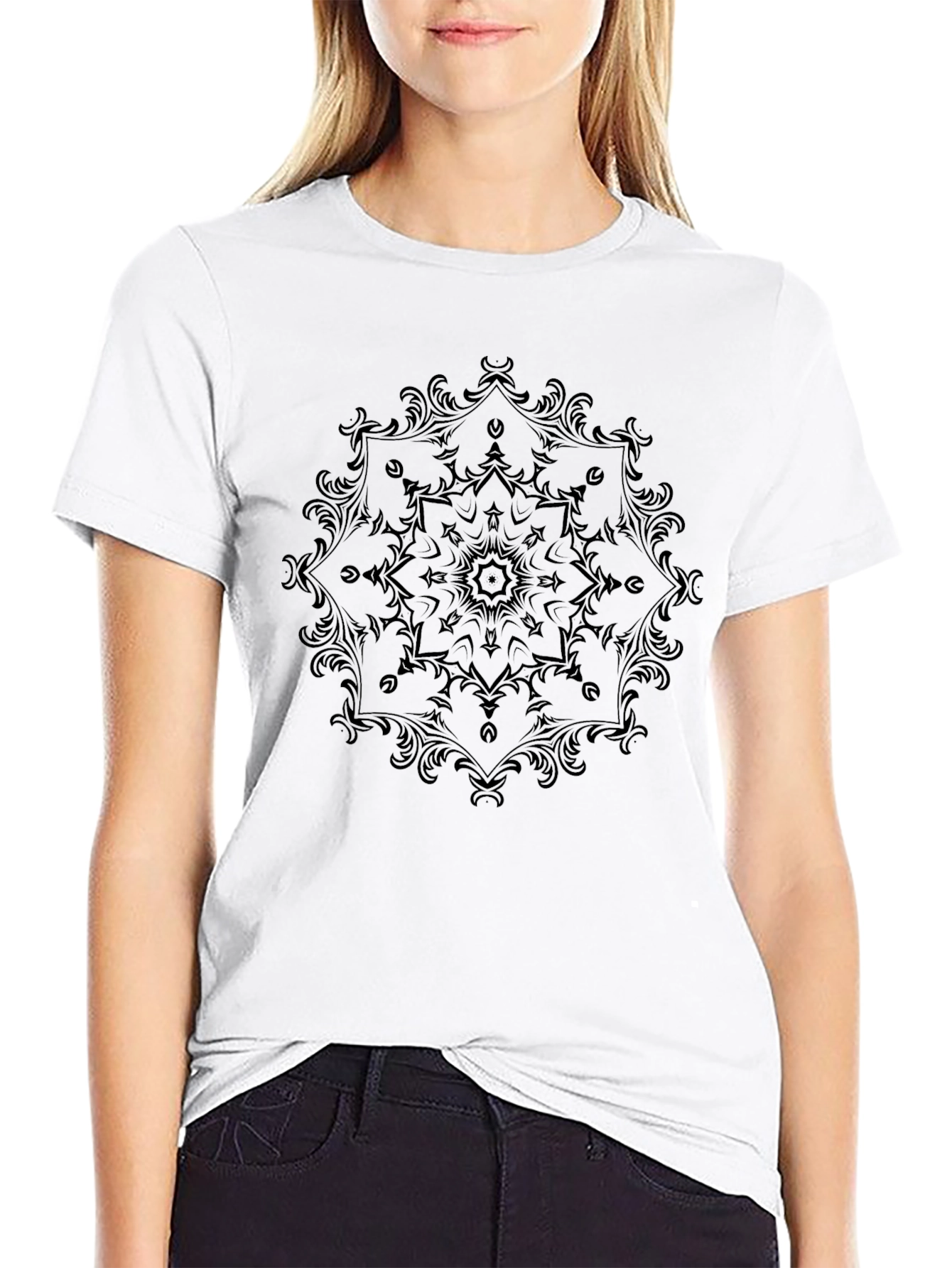 Black Mandala Graphic Print T-Shirt