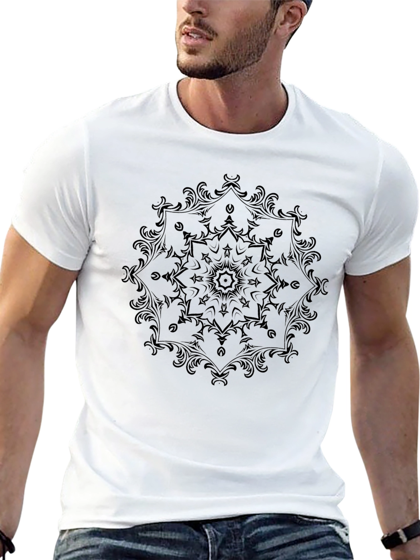 Black Mandala Graphic Print T-Shirt