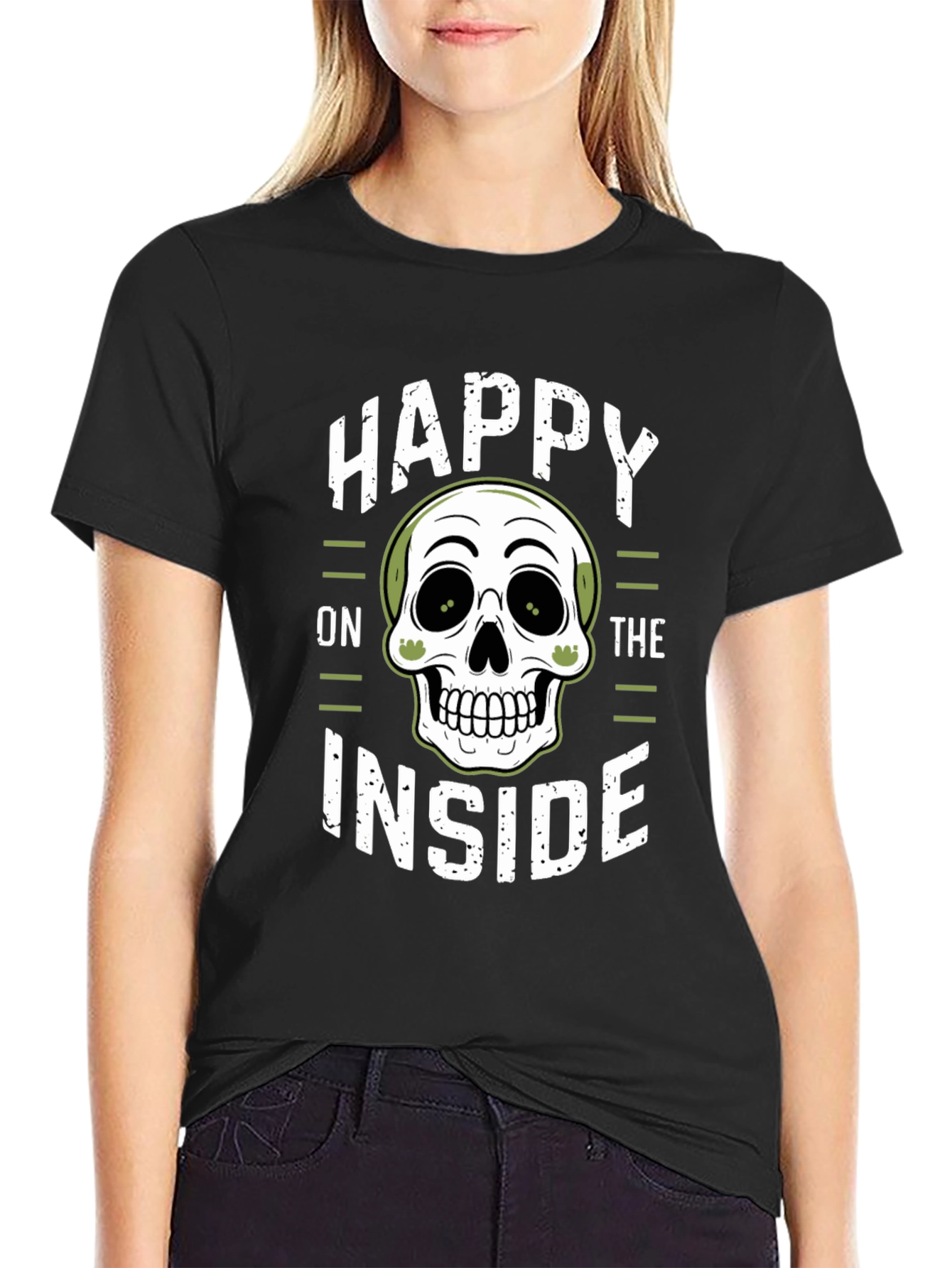 Happy on the Inside Skull Graphic T-Shirt
