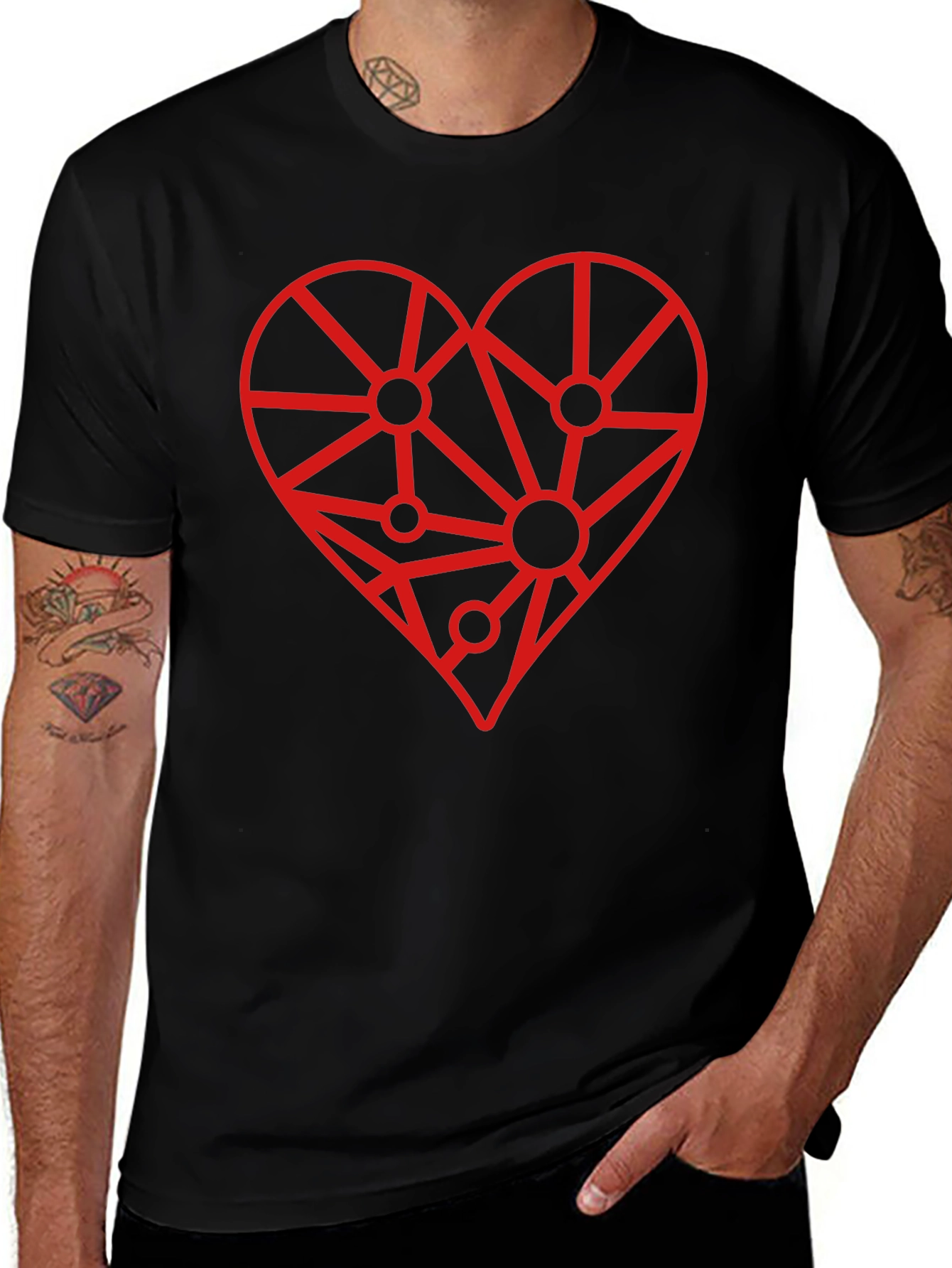 Geometric Heart Graphic Tee - Modern Love Design