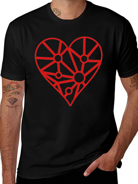 Geometric Heart Graphic Tee - Modern Love Design