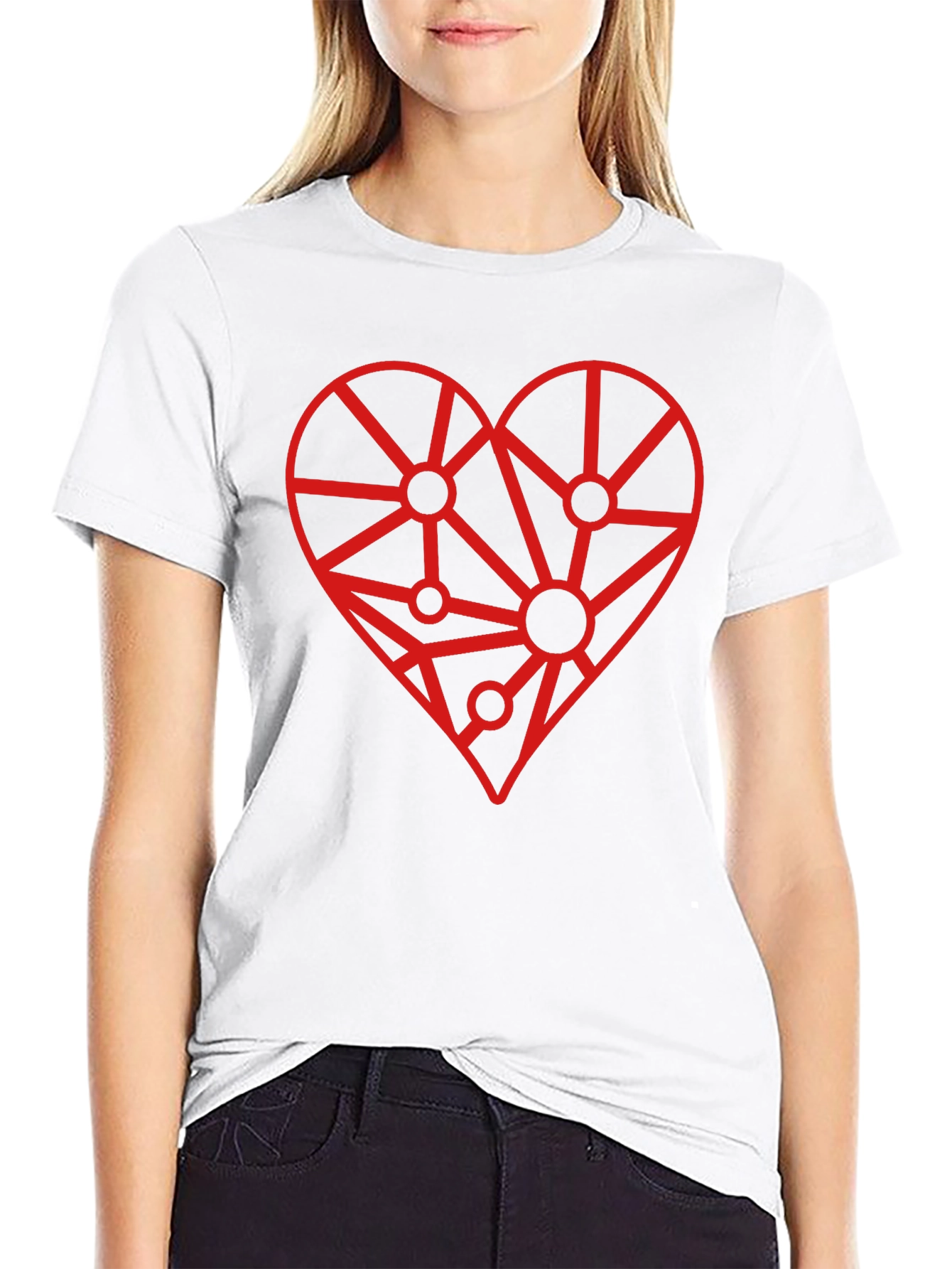 Geometric Heart Graphic Tee - Modern Love Design