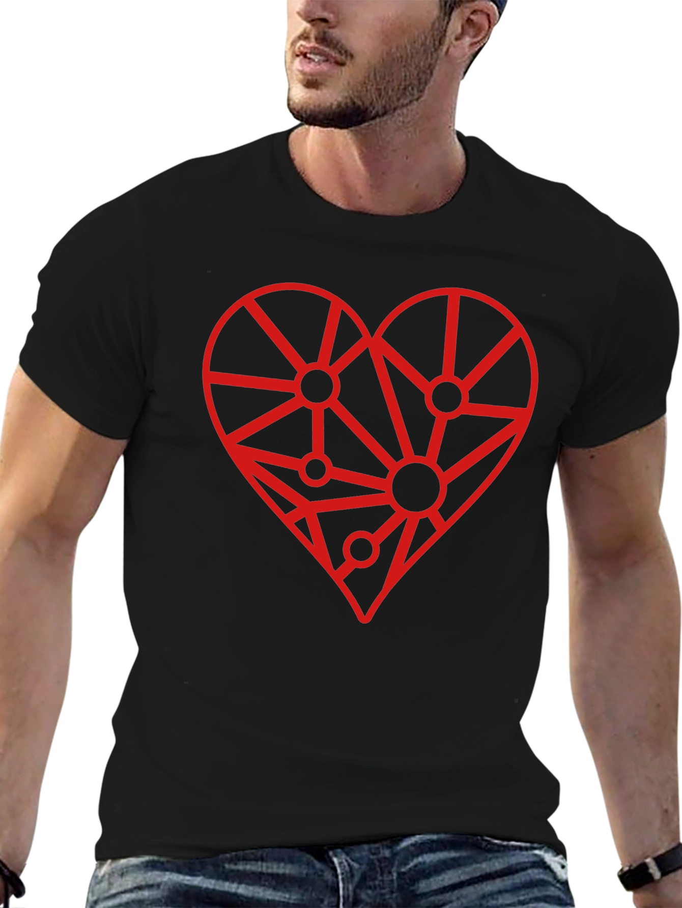 Geometric Heart Graphic Tee - Modern Love Design