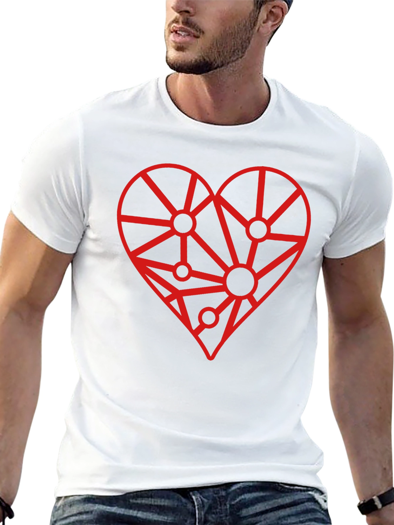 Geometric Heart Graphic Tee - Modern Love Design