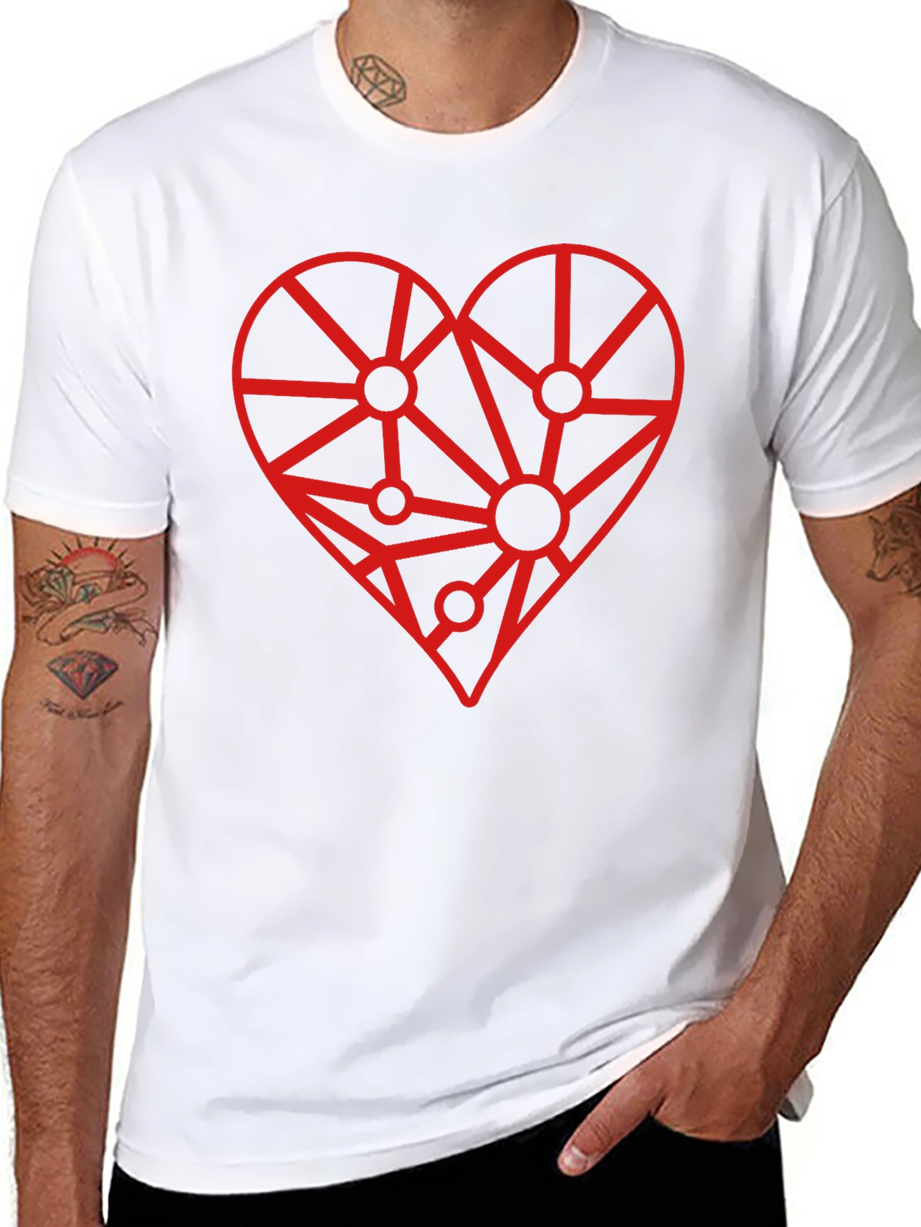 Geometric Heart Graphic Tee - Modern Love Design