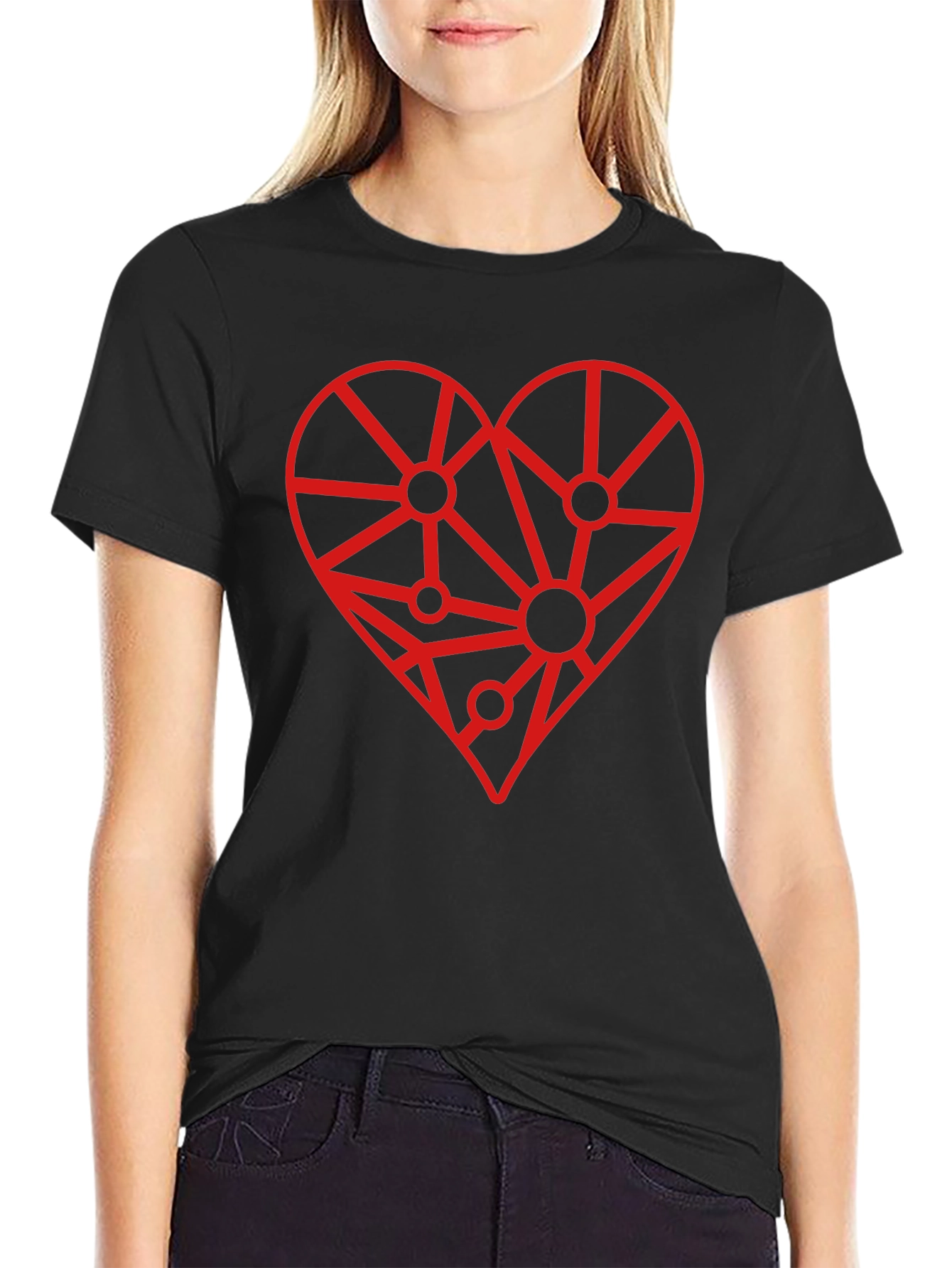 Geometric Heart Graphic Tee - Modern Love Design