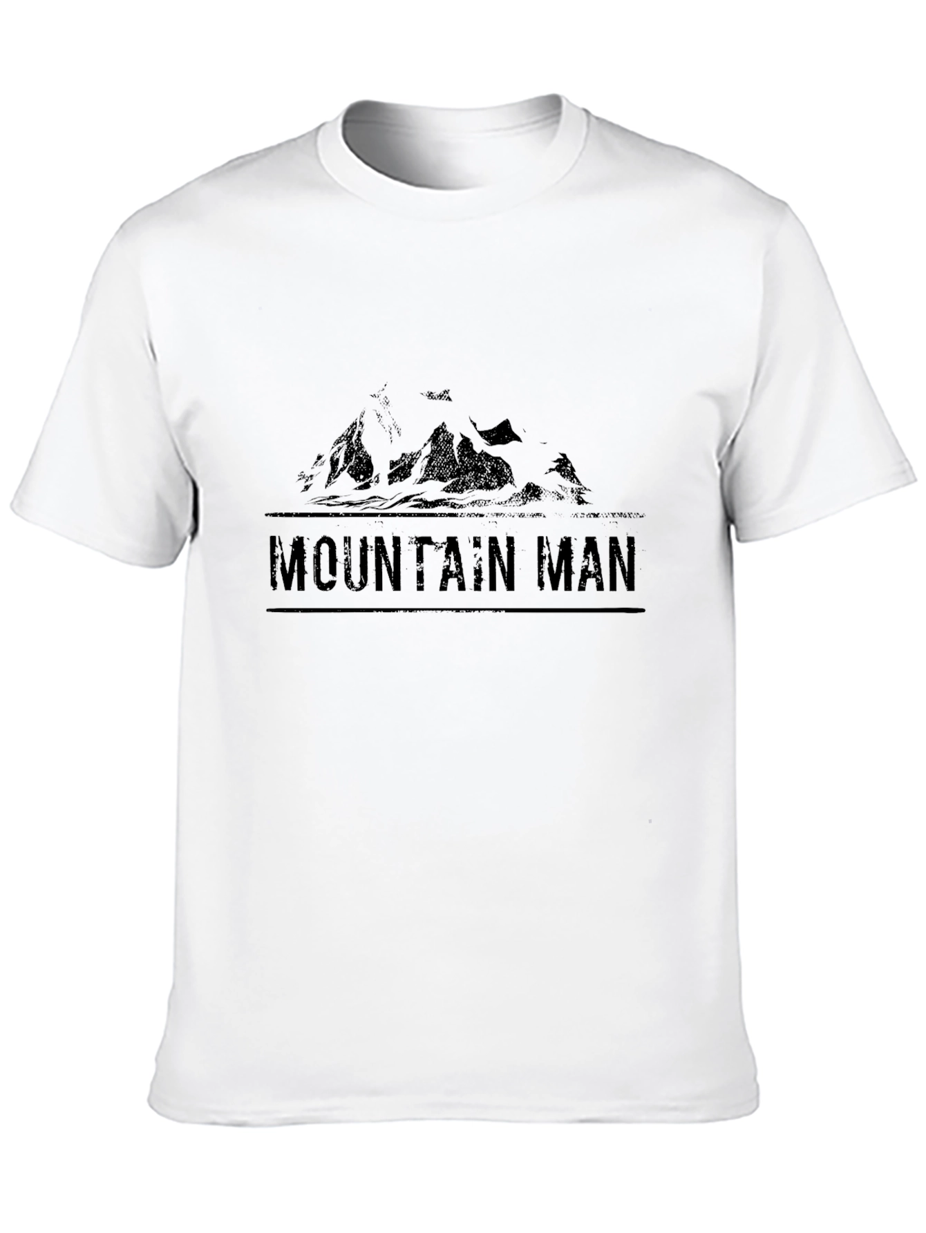 Mountain Man Graphic Tee - Black Crew Neck T-Shirt