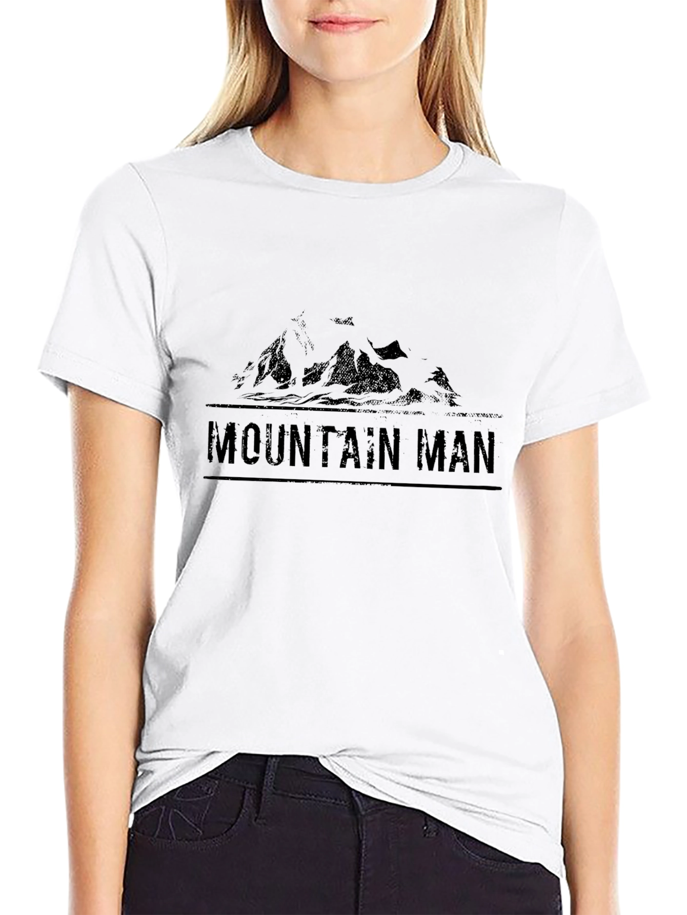 Mountain Man Graphic Tee - Black Crew Neck T-Shirt