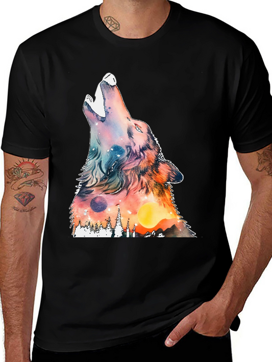 Wolf Howling Graphic Print Tee