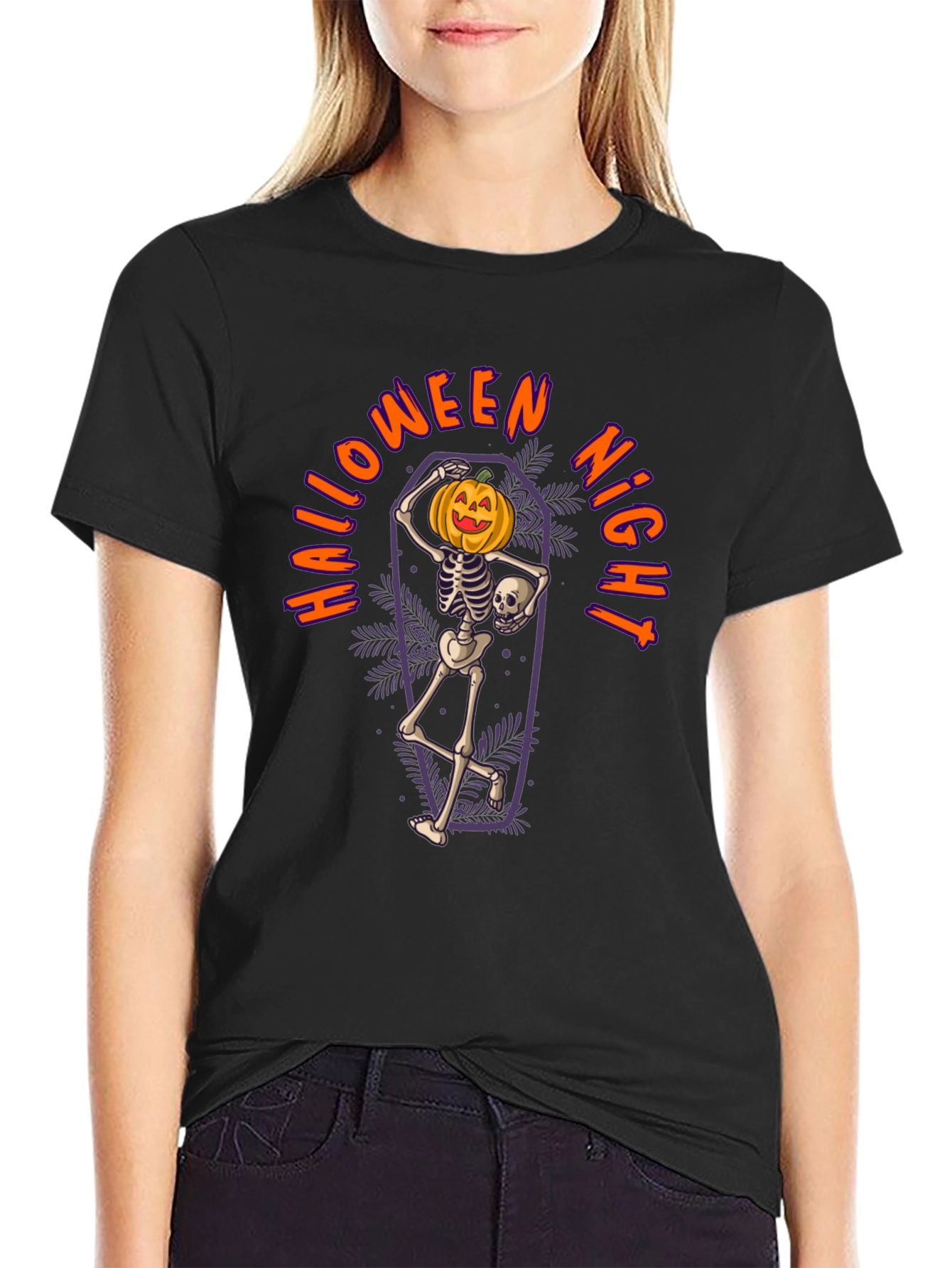 Halloween Night Skeleton Pumpkin T-Shirt