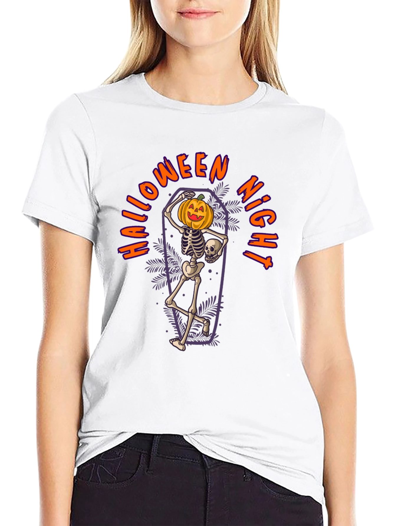 Halloween Night Skeleton Pumpkin T-Shirt