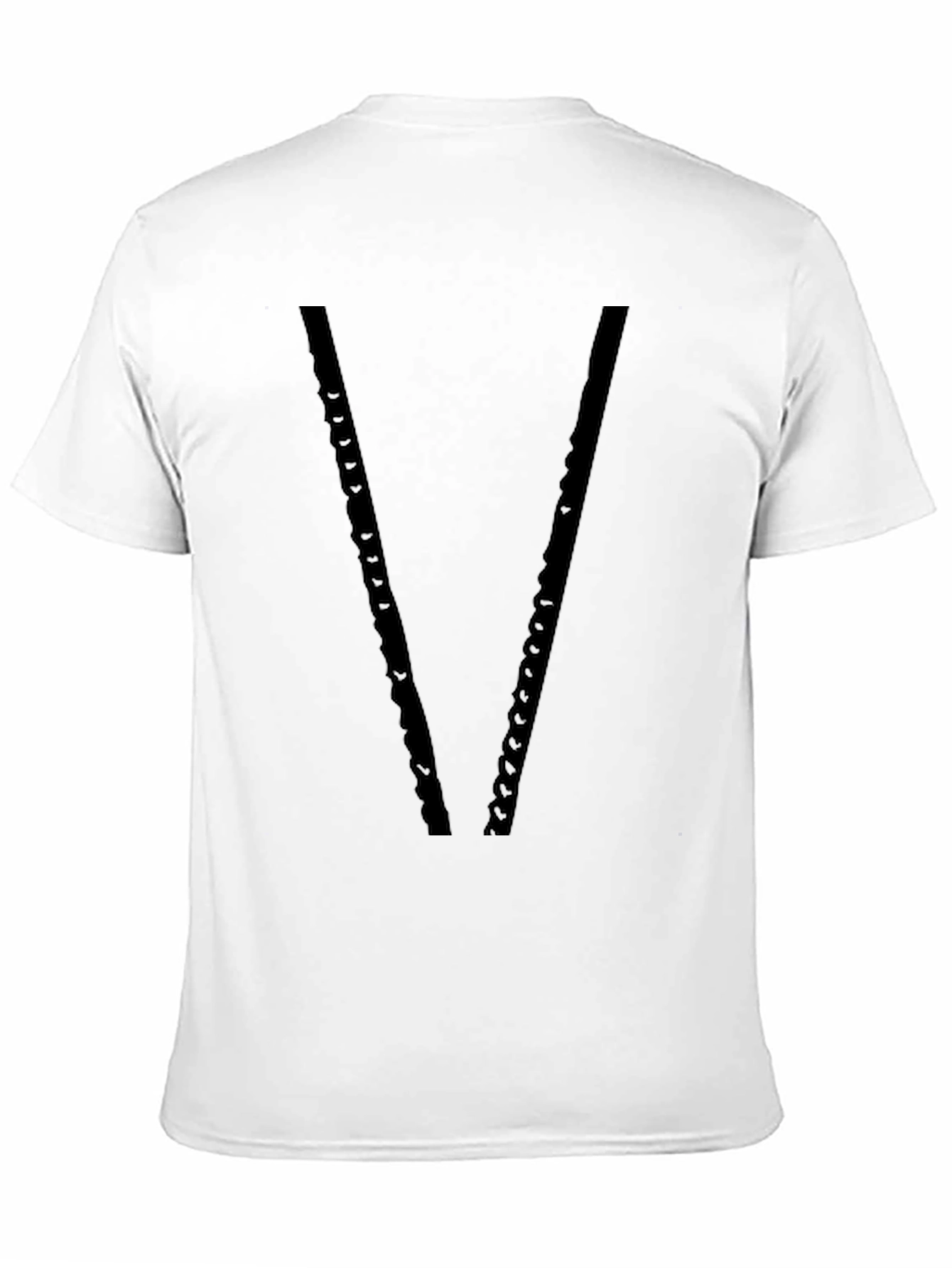Mens Black V-Neck Chain Design T-Shirt