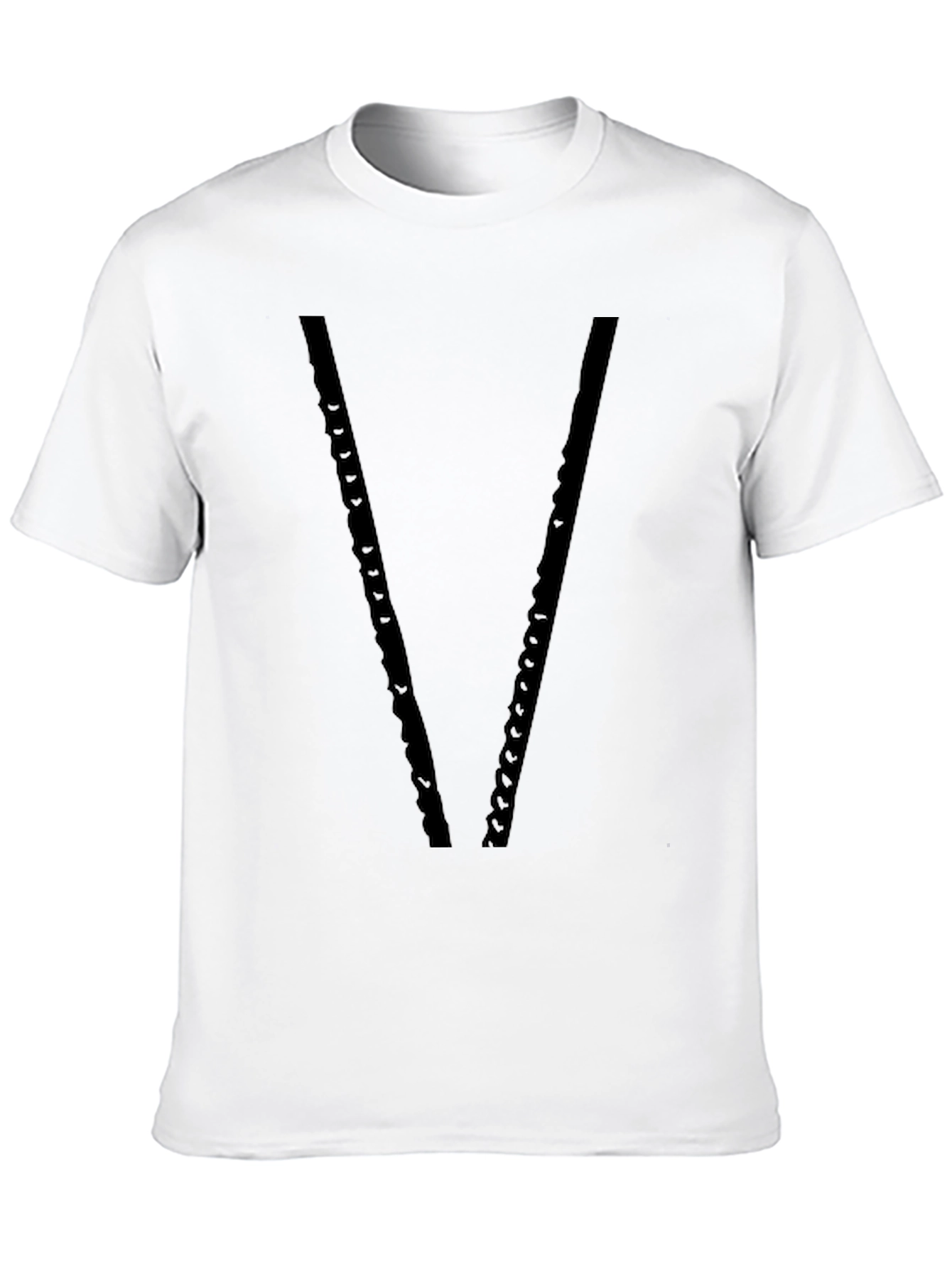 Mens Black V-Neck Chain Design T-Shirt