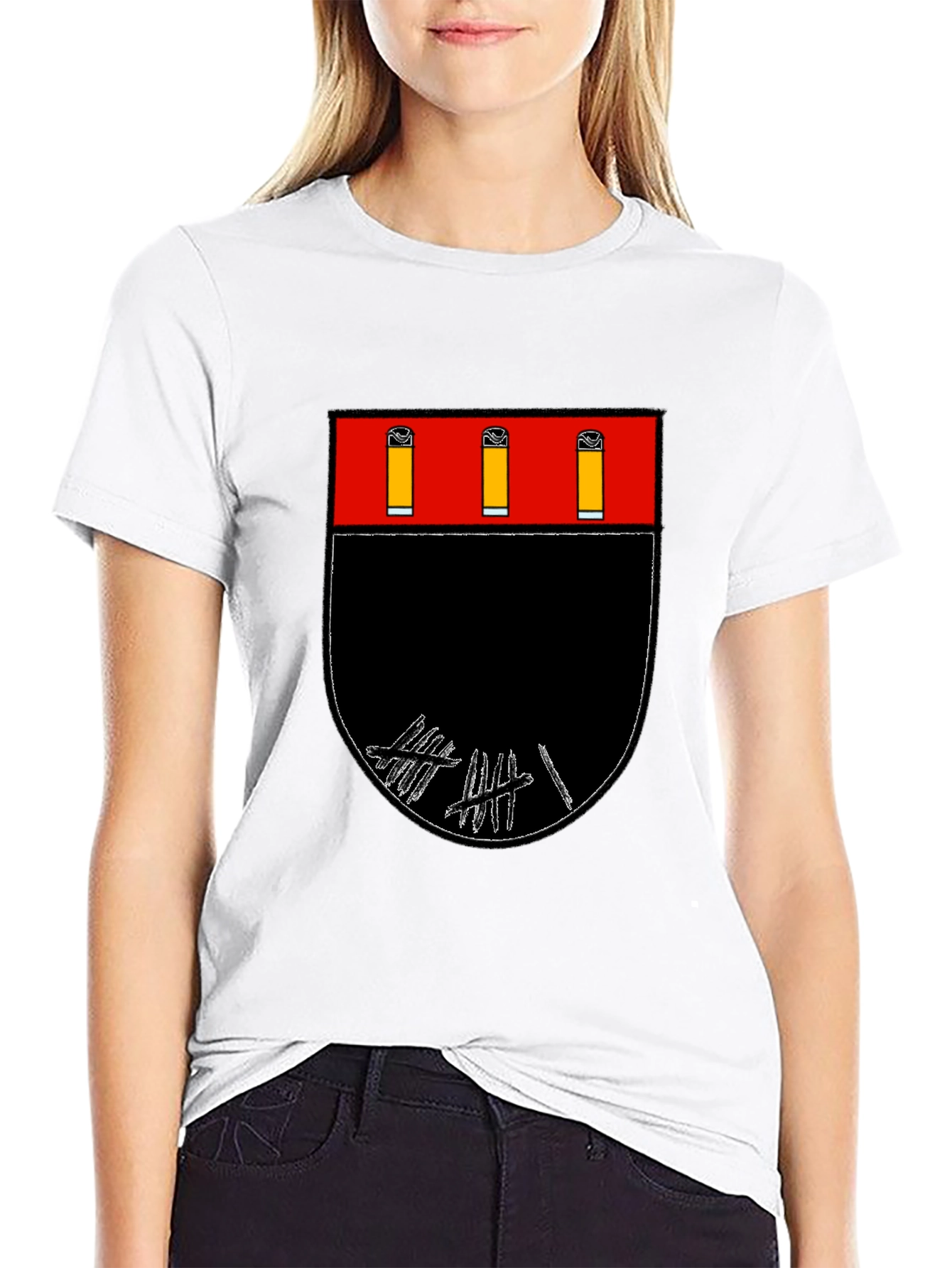 Graphic Tee: Abstract Crest Design Black T-Shirt