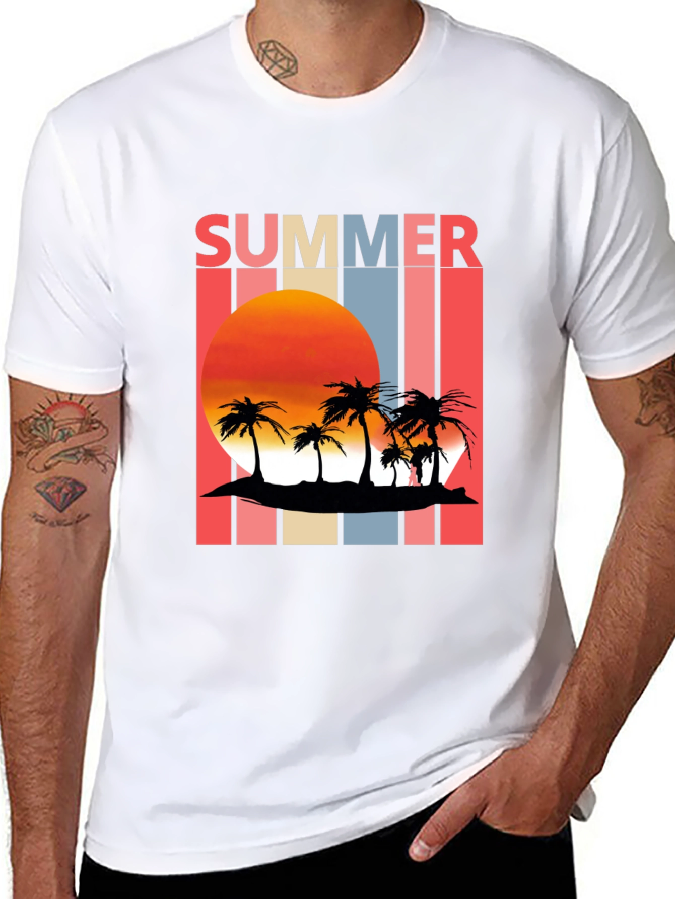 Retro Summer Sunset Palm Tree T-Shirt