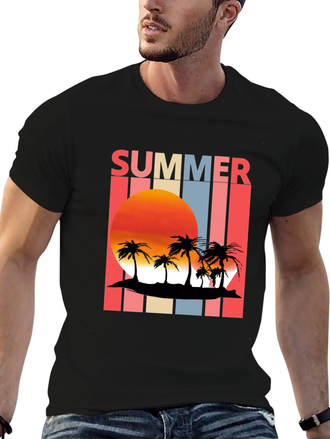 Retro Summer Sunset Palm Tree T-Shirt