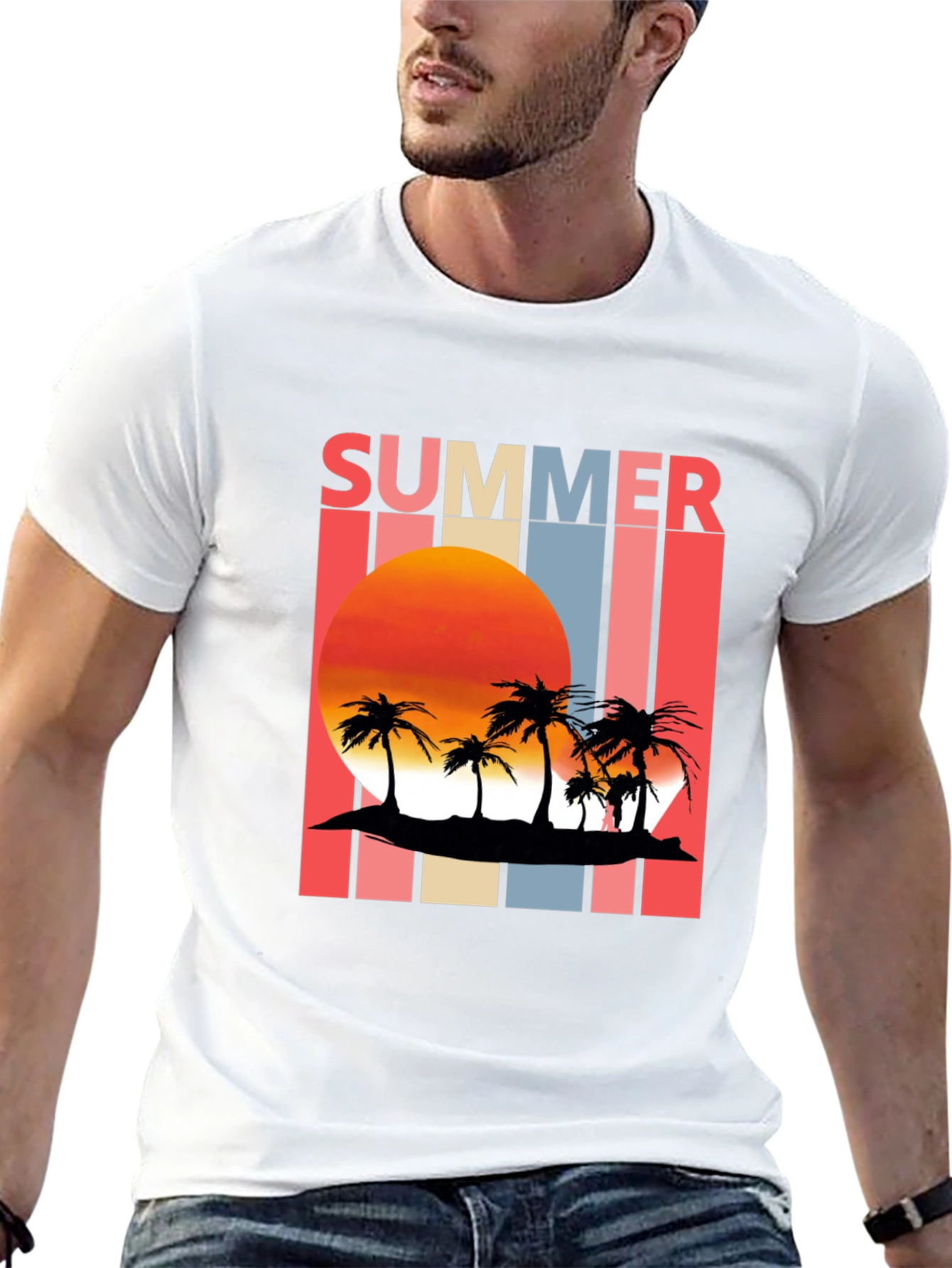 Retro Summer Sunset Palm Tree T-Shirt