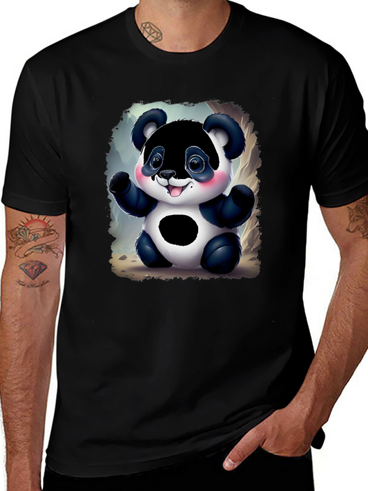 Cute Panda Bear Graphic Tee - Black Unisex Shirt