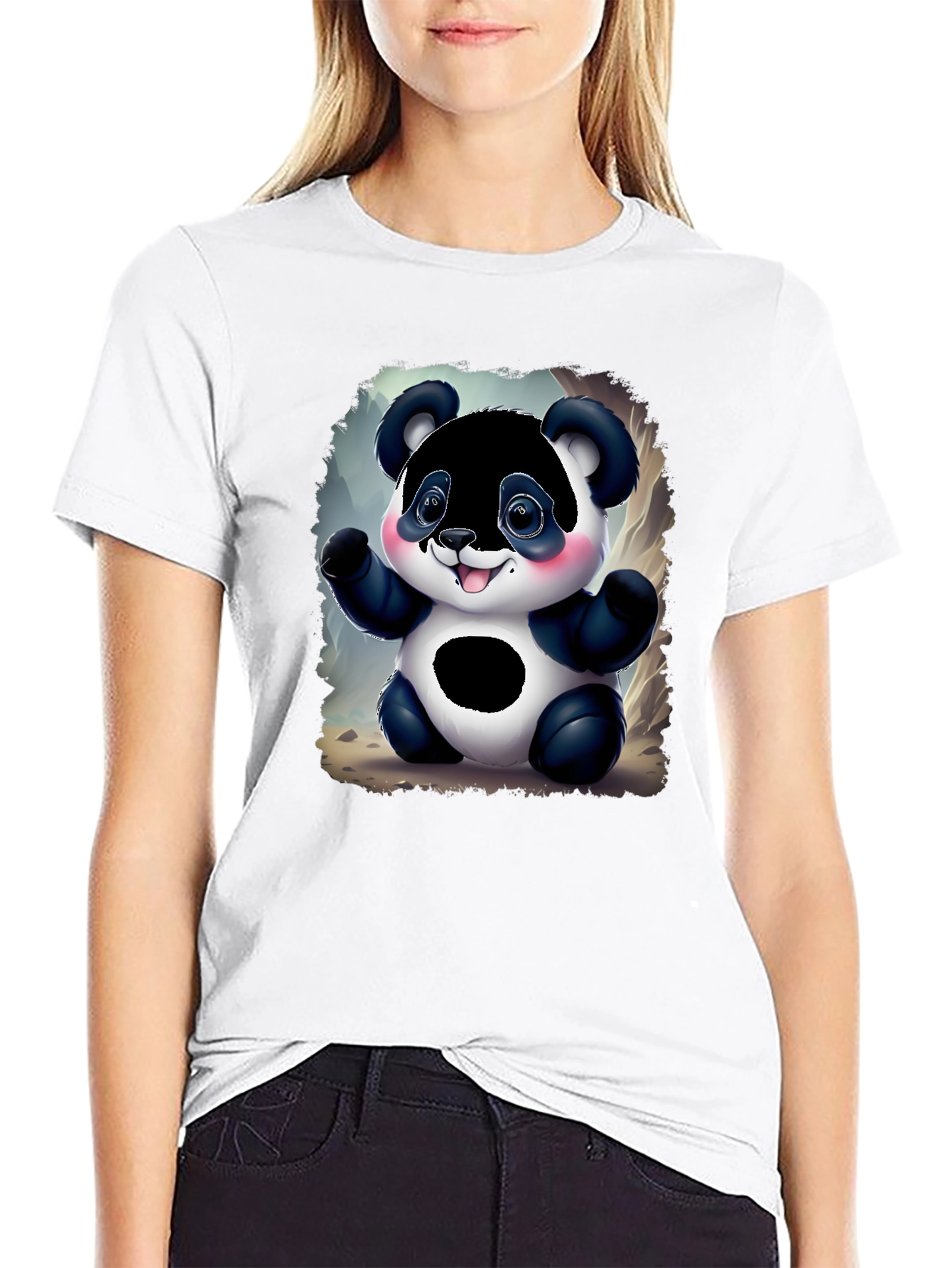 Cute Panda Bear Graphic Tee - Black Unisex Shirt