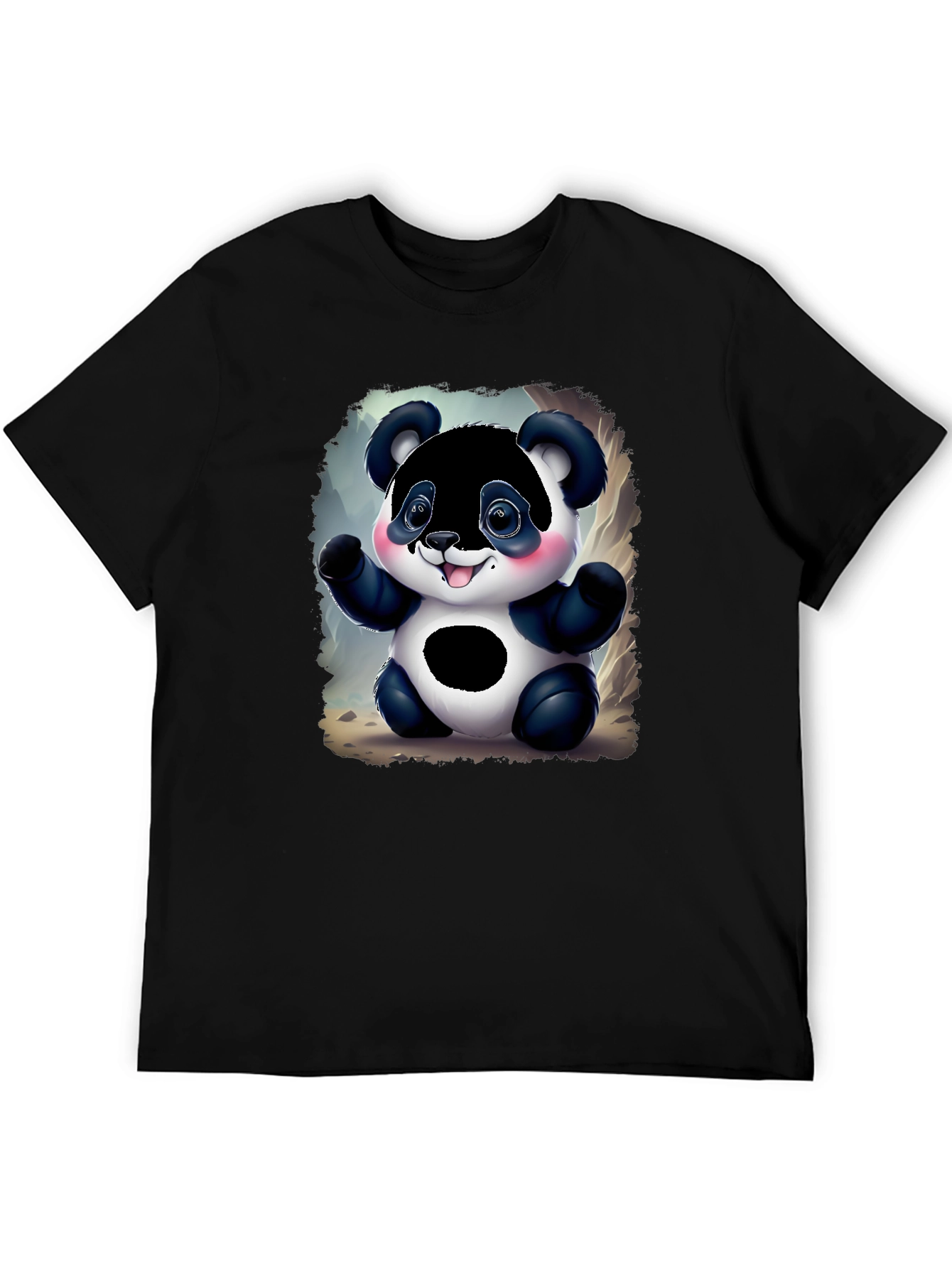 Cute Panda Bear Graphic Tee - Black Unisex Shirt