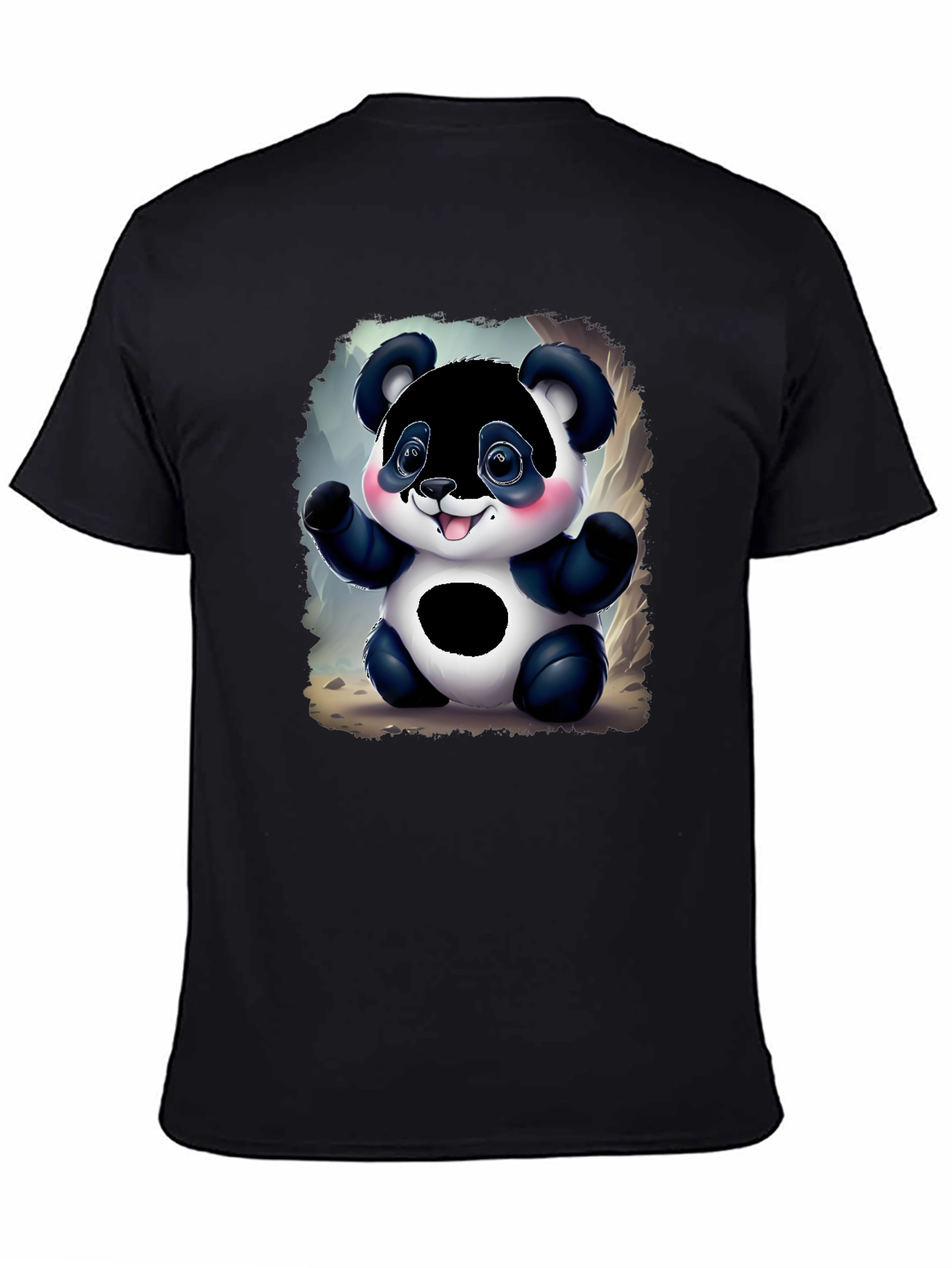 Cute Panda Bear Graphic Tee - Black Unisex Shirt