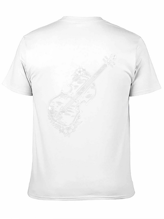 Mens Black T-Shirt with Violin Graphic