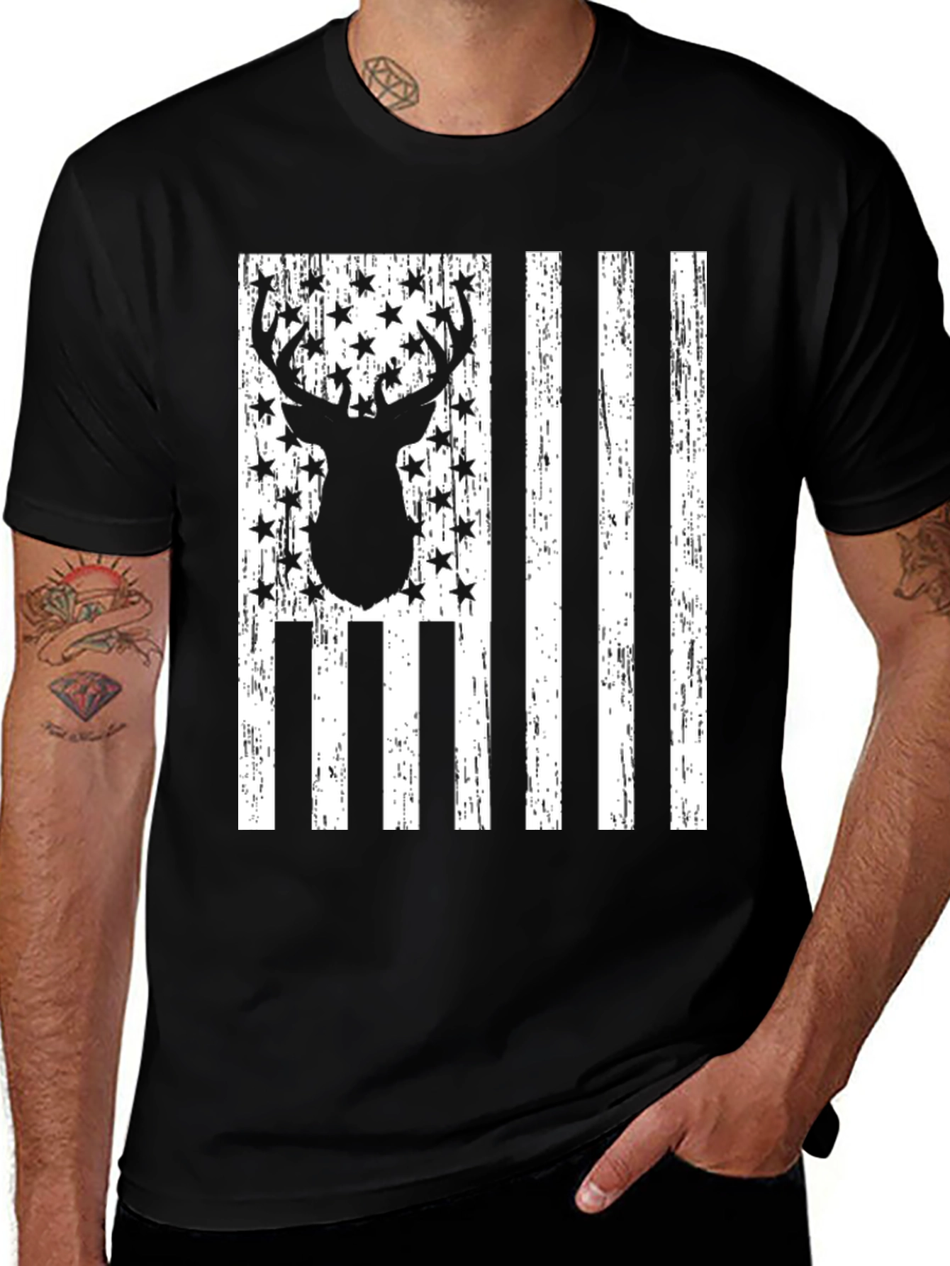 Deer American Flag Graphic Tee