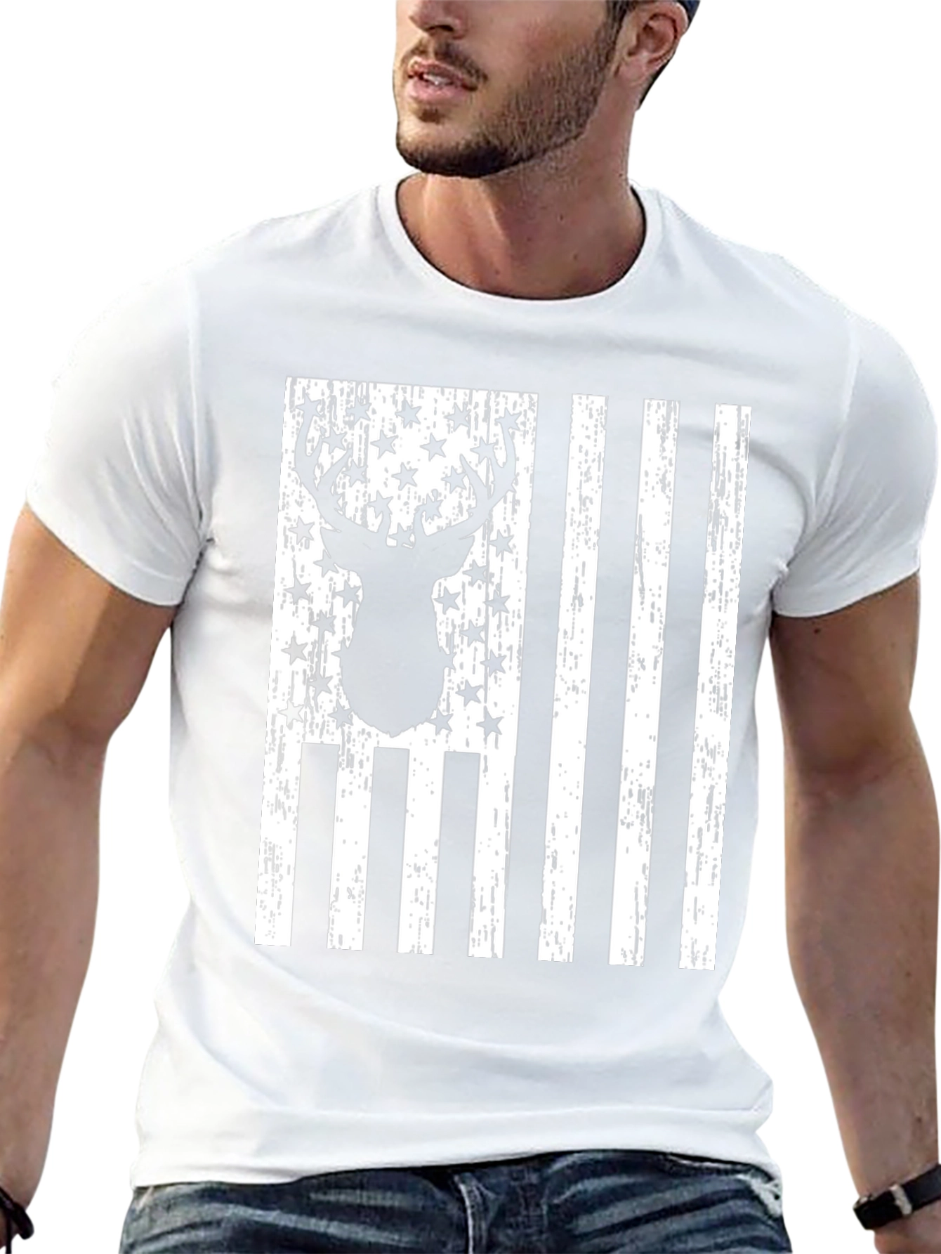 Deer American Flag Graphic Tee
