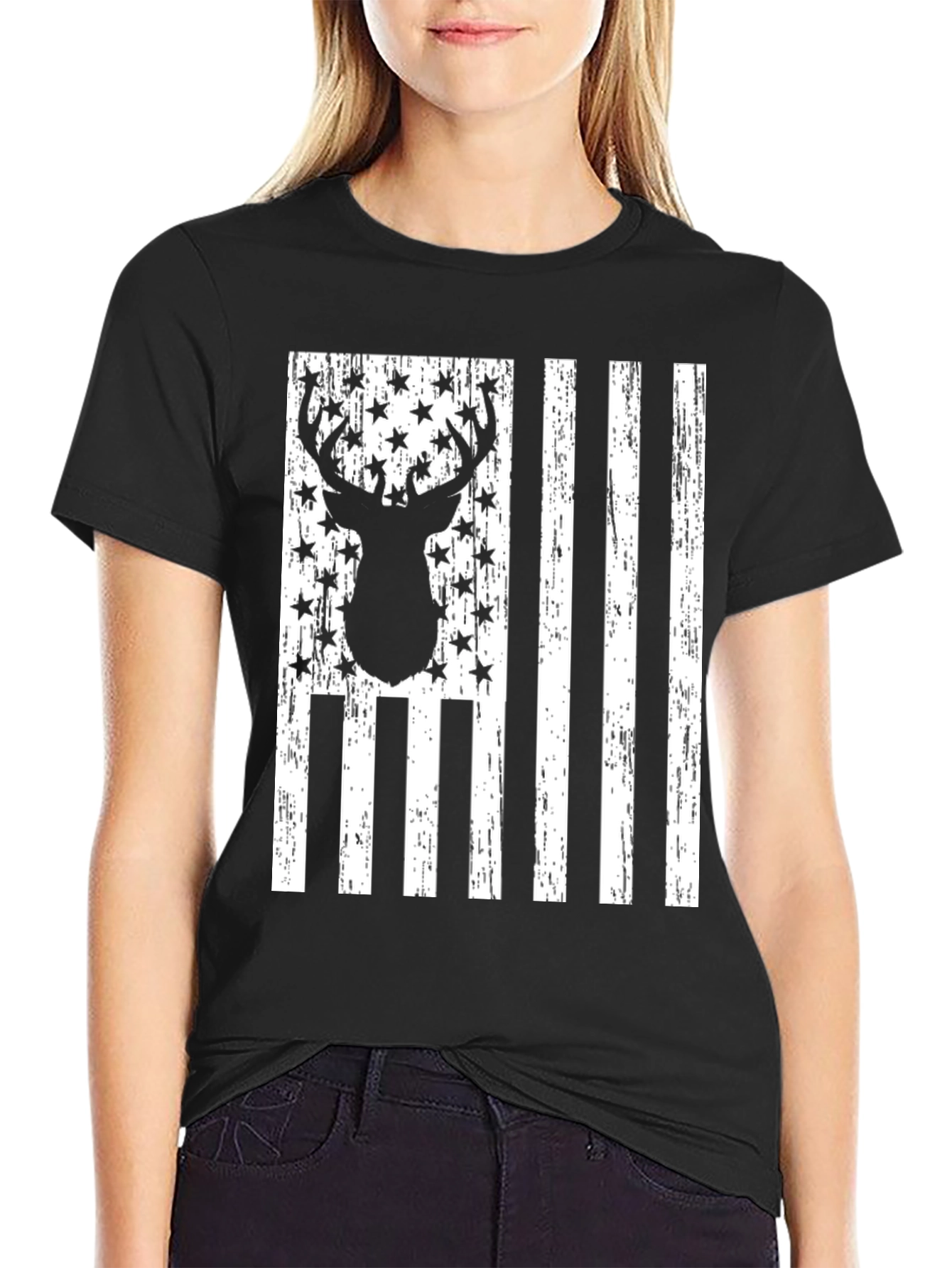 Deer American Flag Graphic Tee