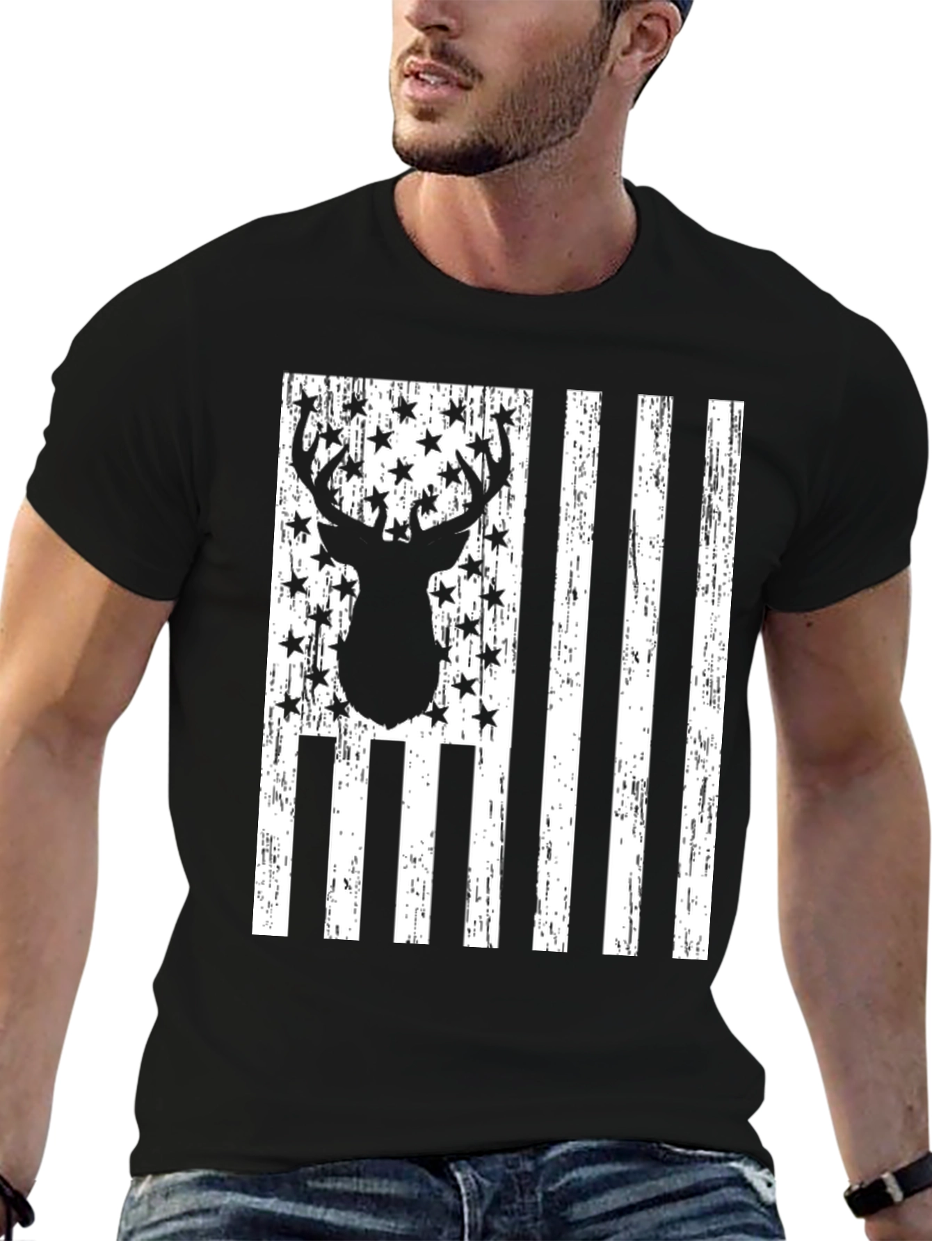 Deer American Flag Graphic Tee